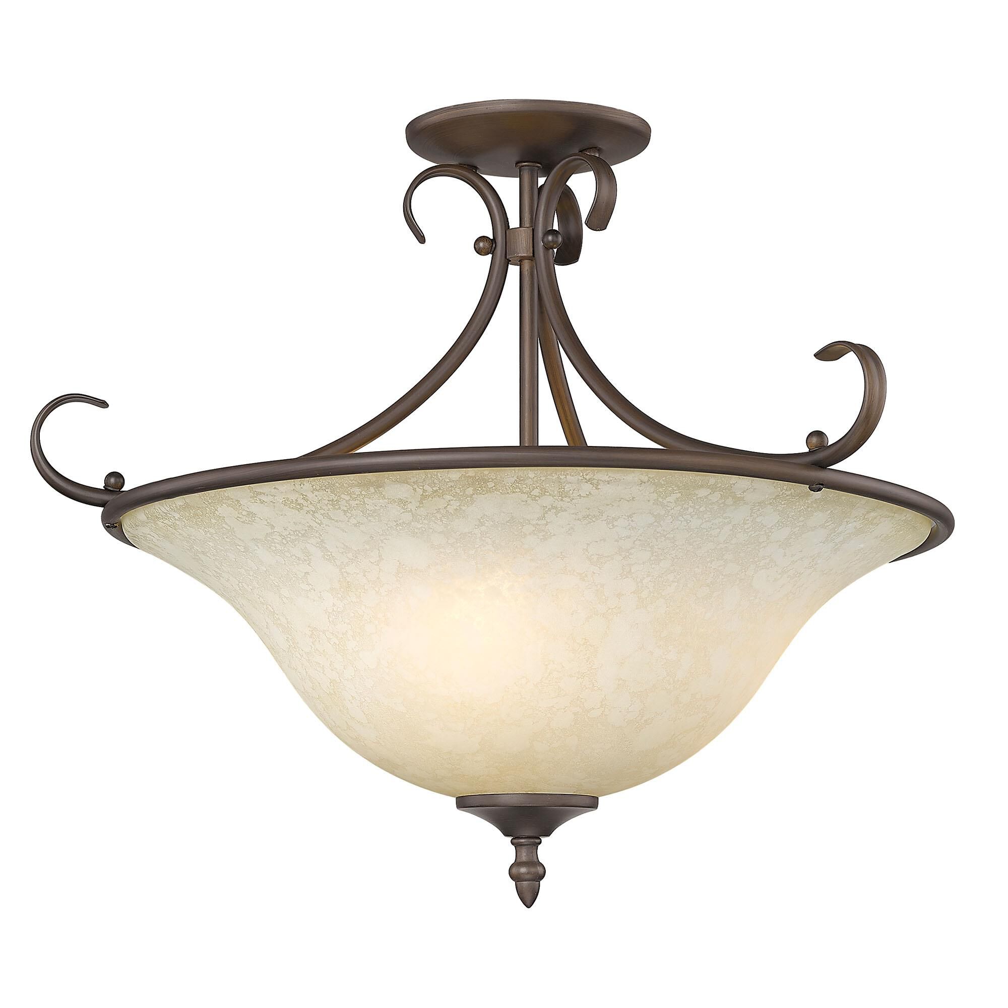 Homestead 19 Inch 3 Light Semi Flush Mount by Golden Lighting