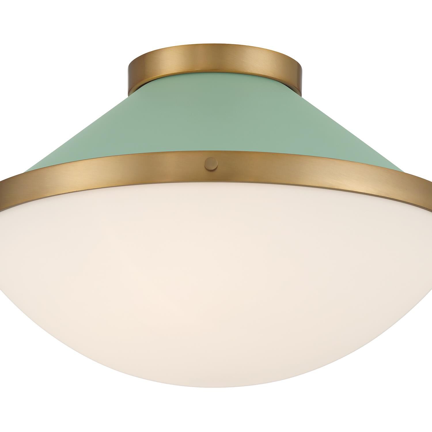 Shown in Vibrant Gold and Green finish and Etched Opal glass