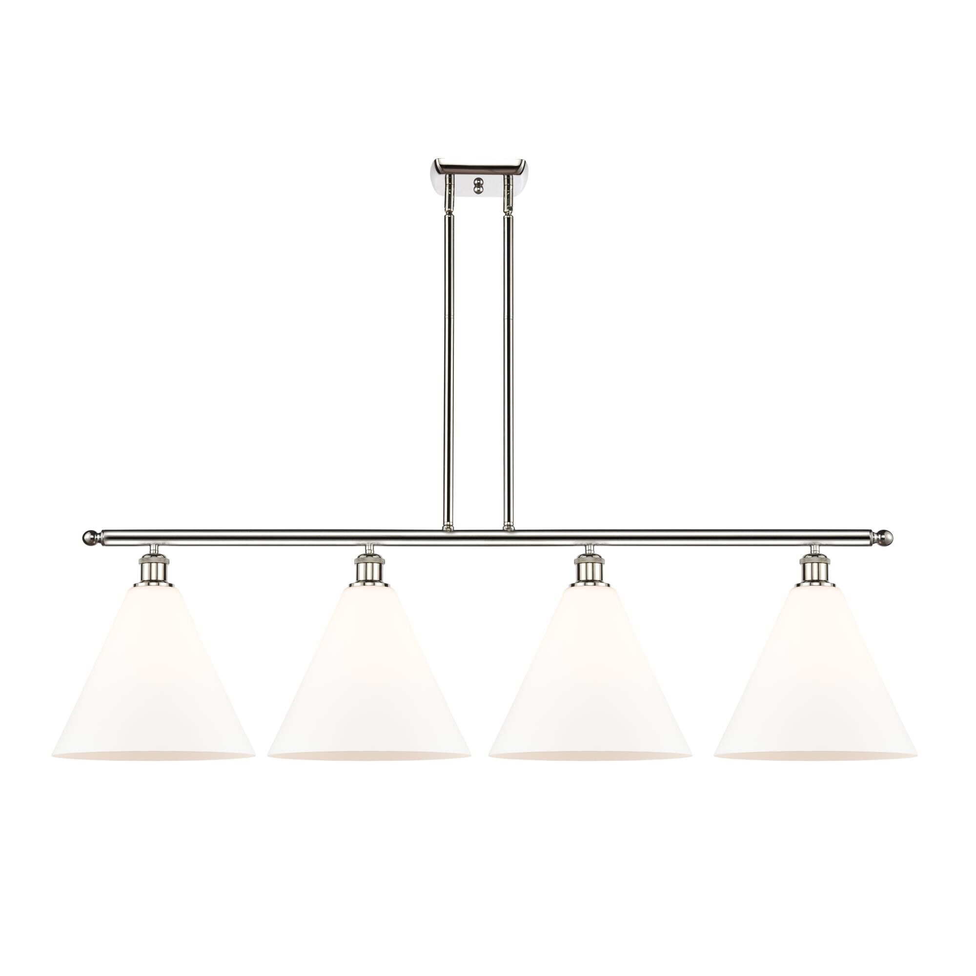 Shown in Polished Nickel finish and Matte White Cased Ballston Cone glass and No Shade shade