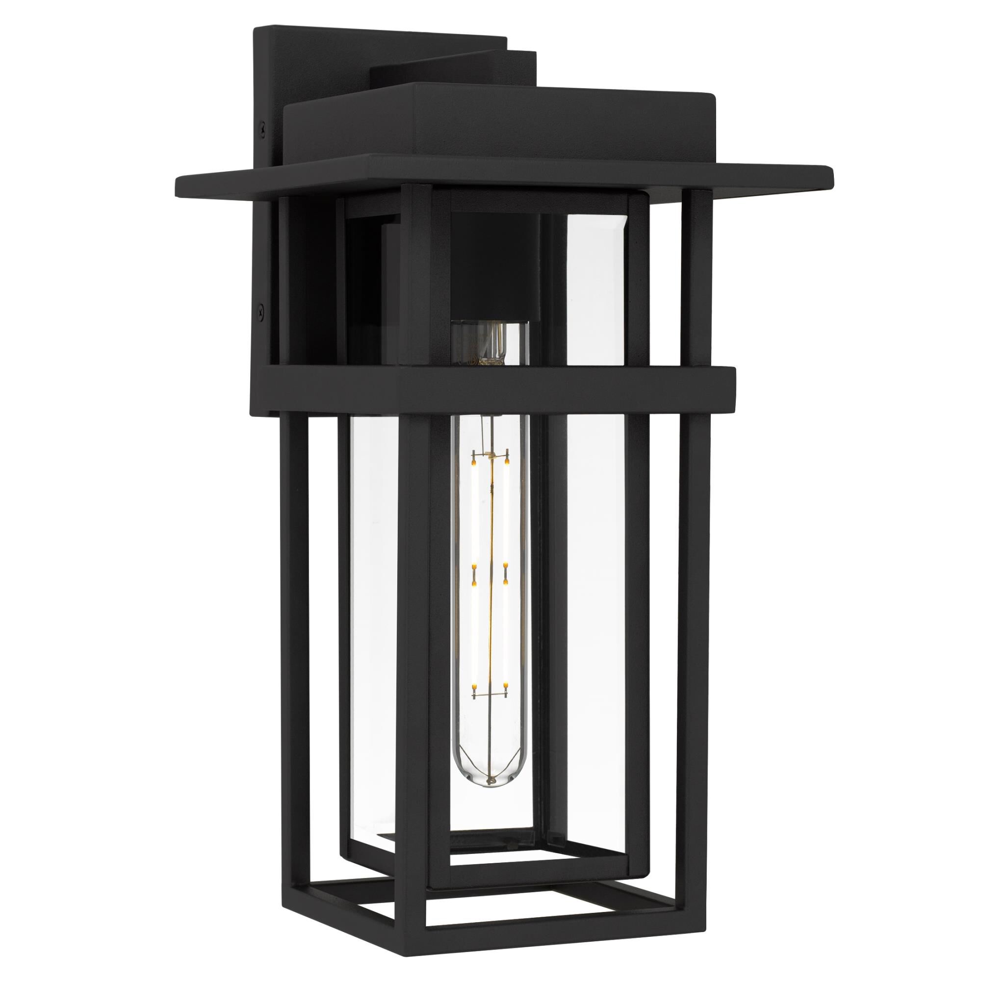 Shown in Earth Black finish and Clear Beveled Glass shade