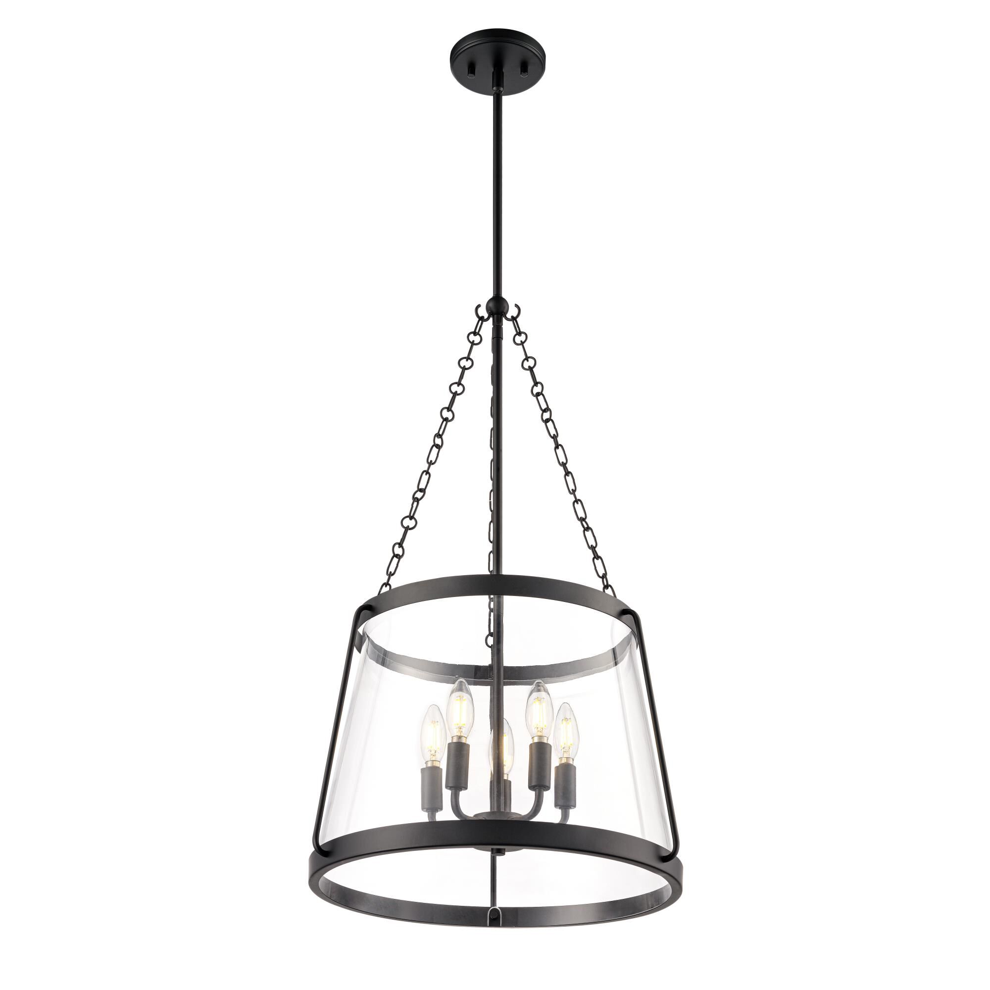 Shown in Matte Black finish and Clear glass