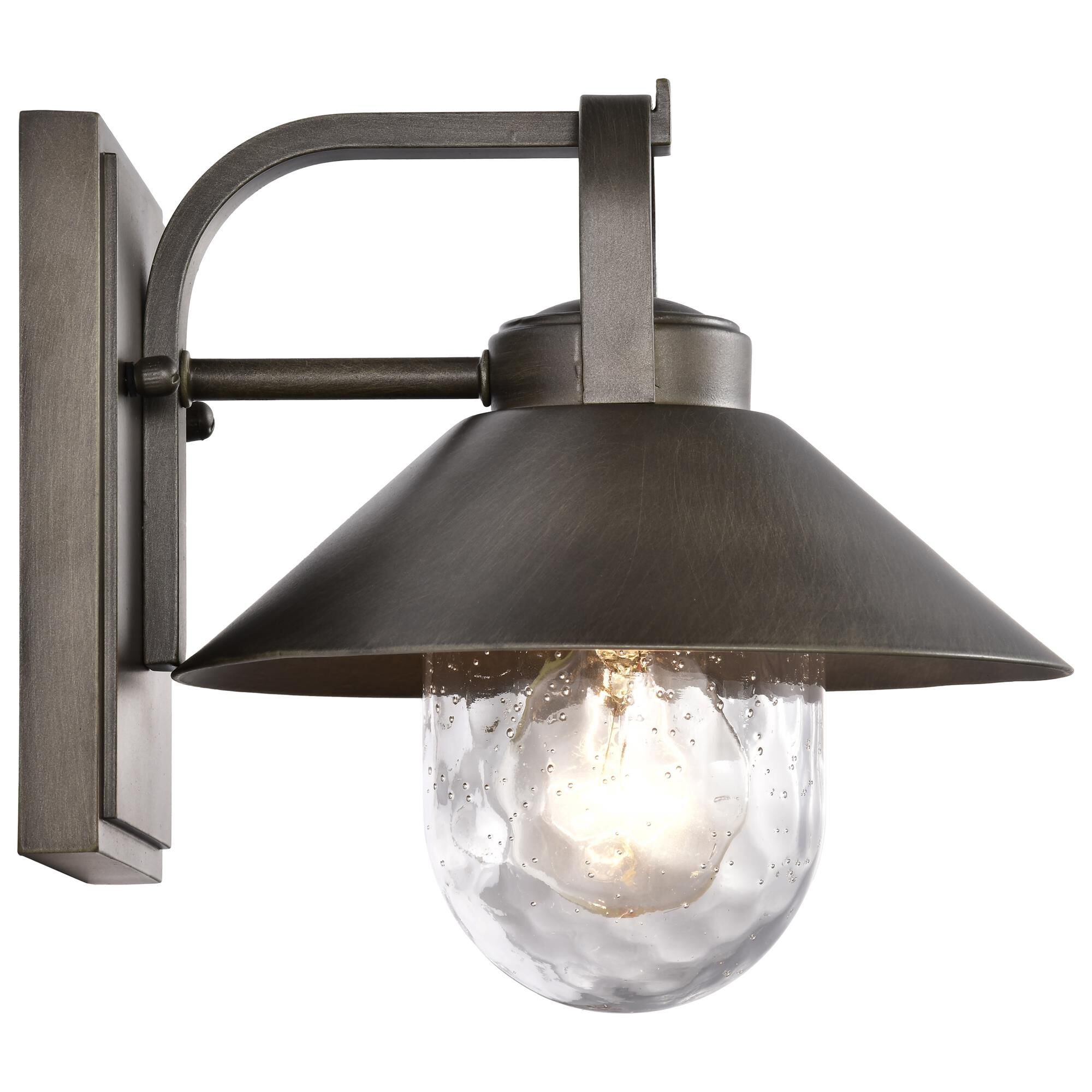 Shown in Bronze finish and Clear Seeded glass