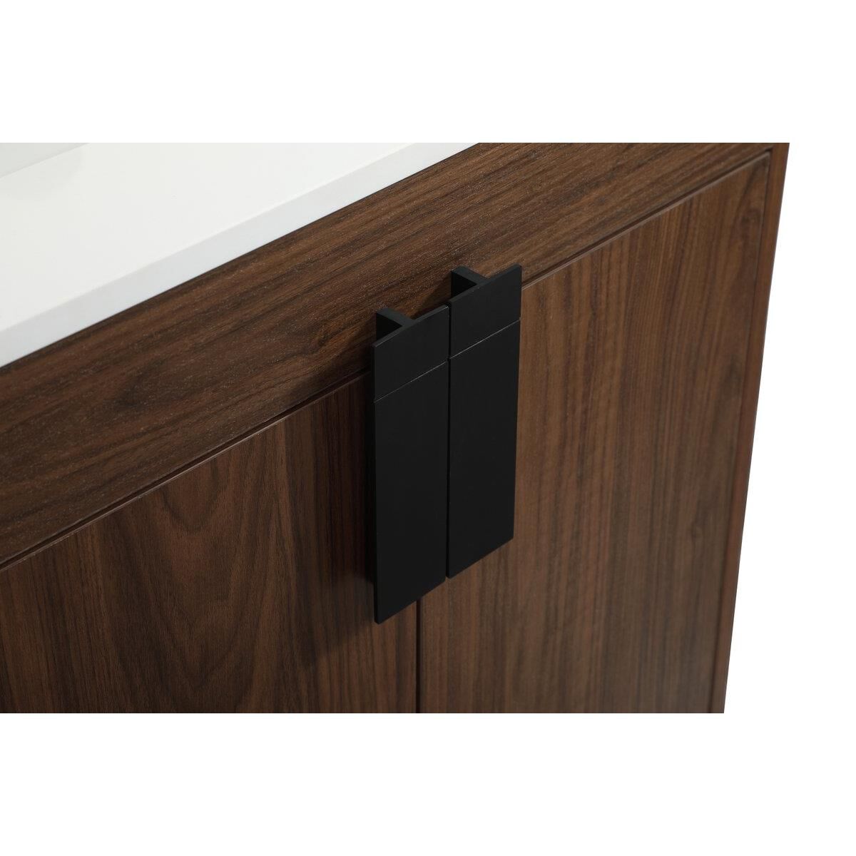 Shown in Walnut finish and Without Backsplash accent