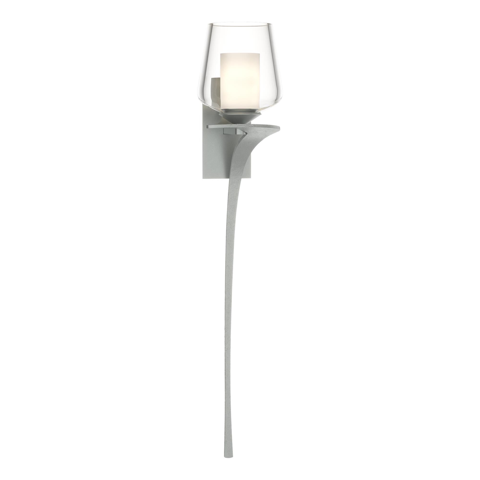 Shown in Vintage Platinum finish and Opal And Clear glass and Orientation: Right accent