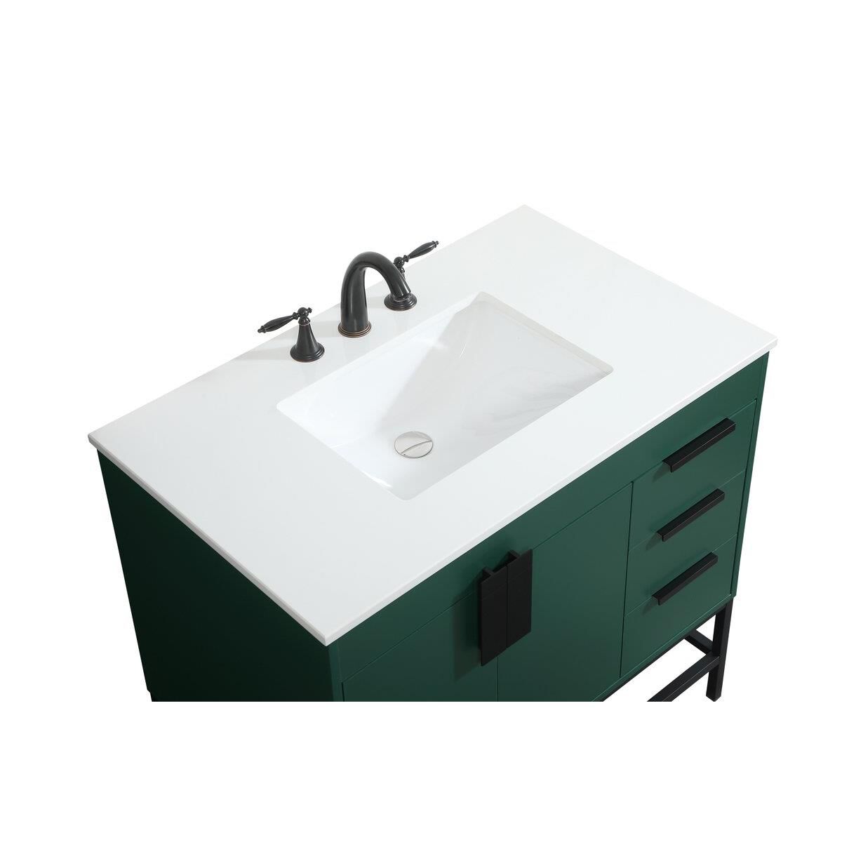 Shown in Green finish and Without Backsplash accent