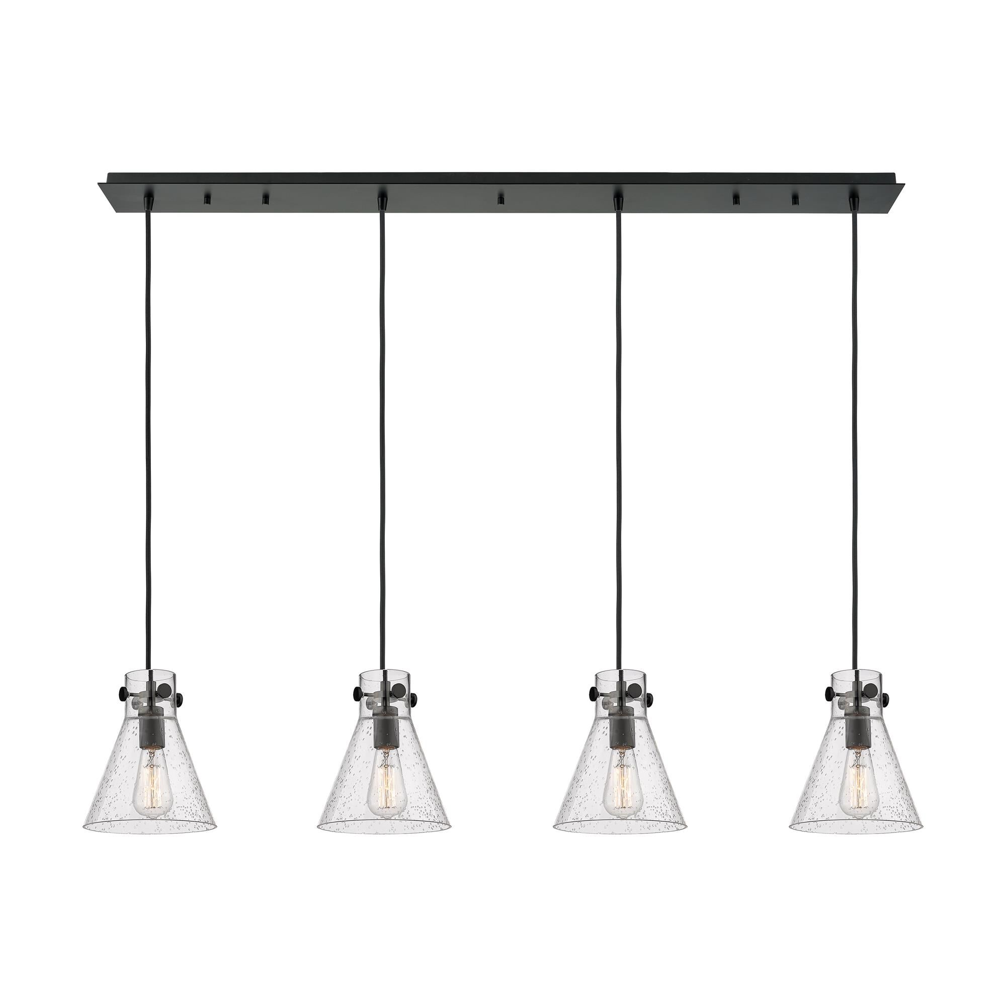 Shown in Matte Black finish and Seedy glass and Seedy Glass shade