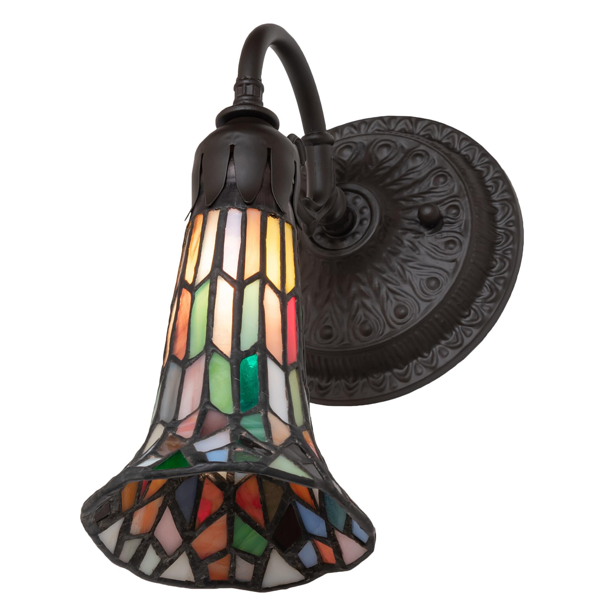 Meyda Lighting Stained Glass Pond Lily 10 Inch Tall Outdoor Wall Light