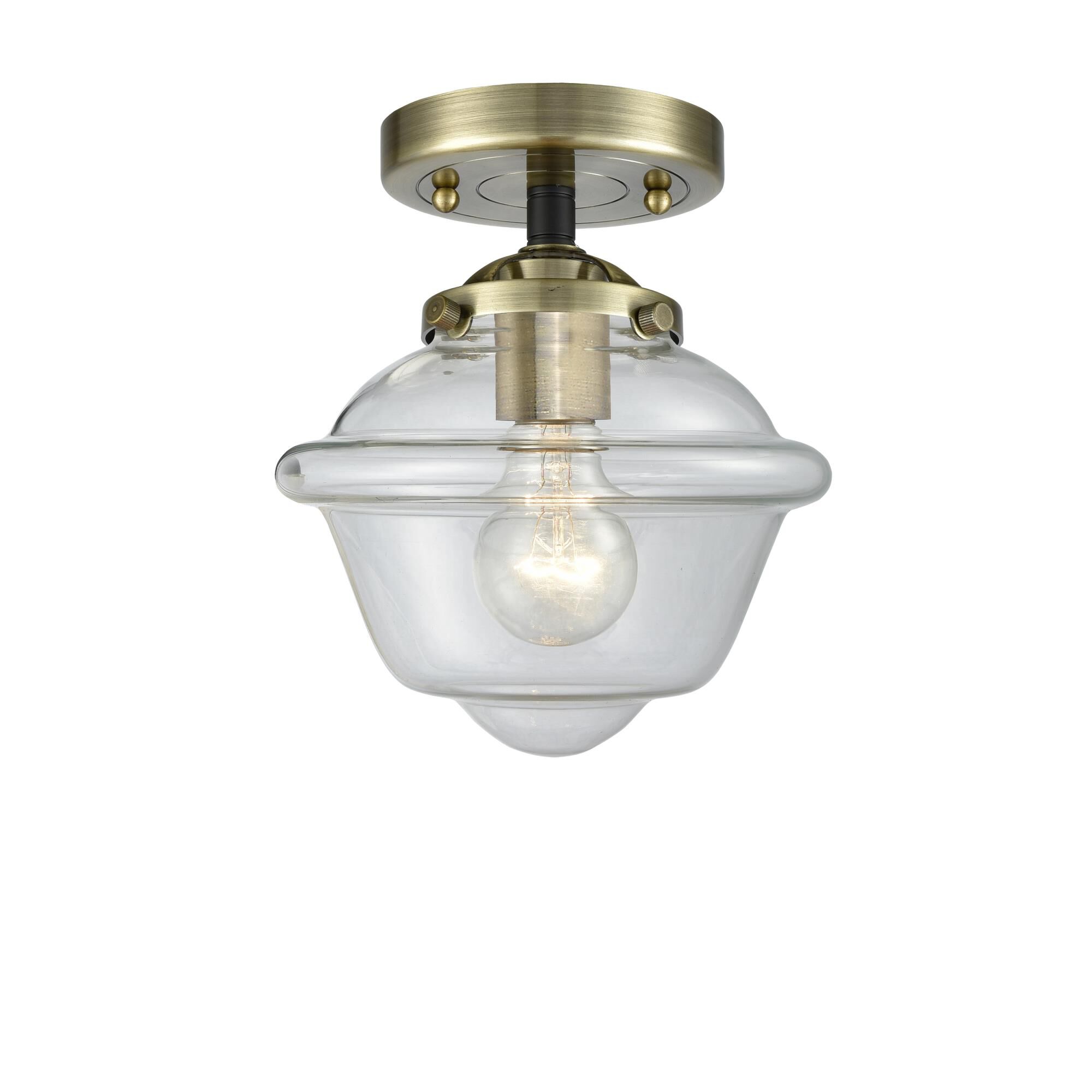 Shown in Black Antique Brass finish and Clear glass