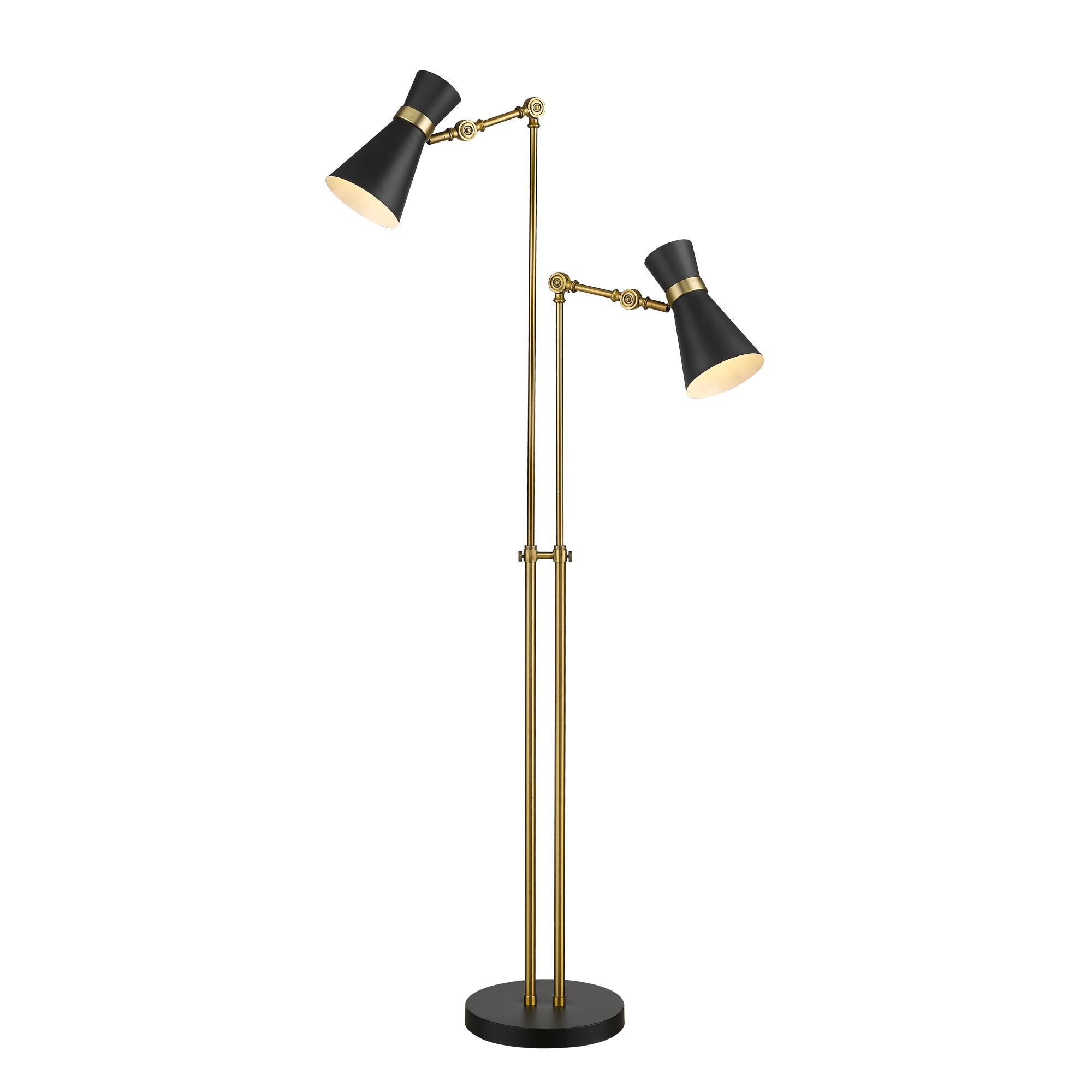 Shown in Matte Black + Heritage Brass finish and Metal glass and Metal shade