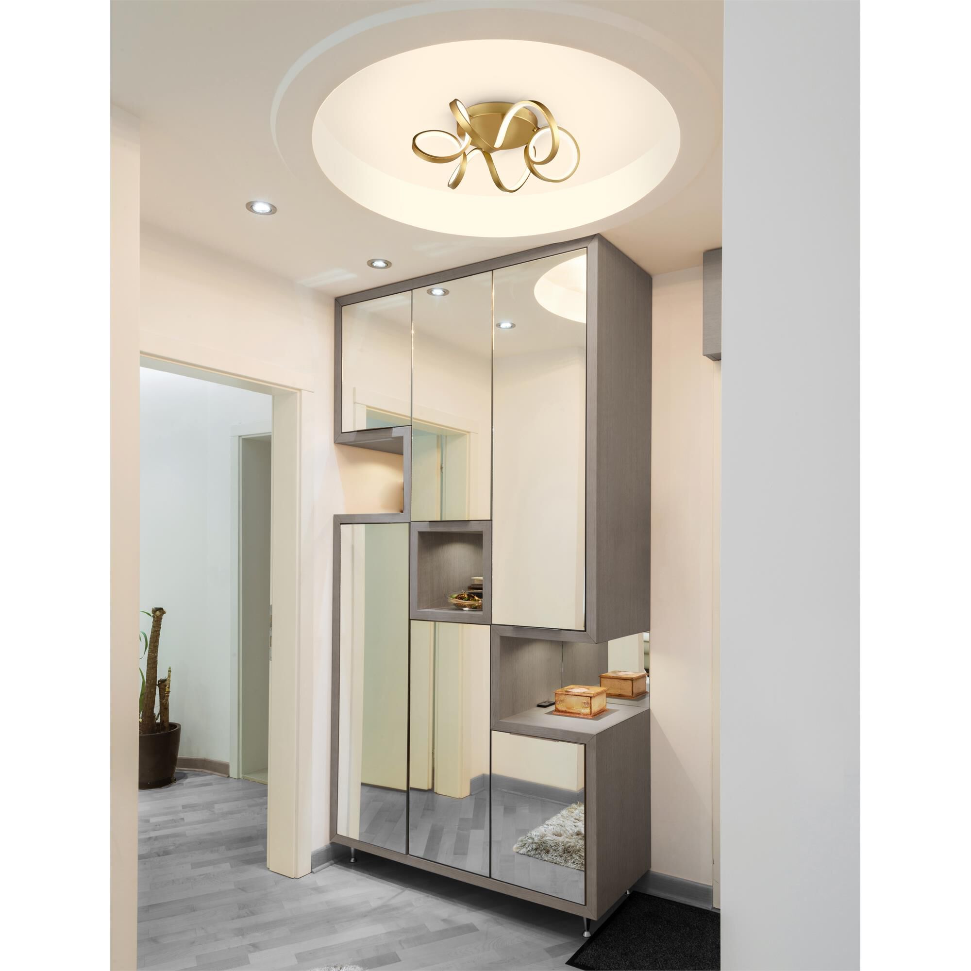 Shown in Antique Brass finish and Frosted Acrylic Diffuser glass