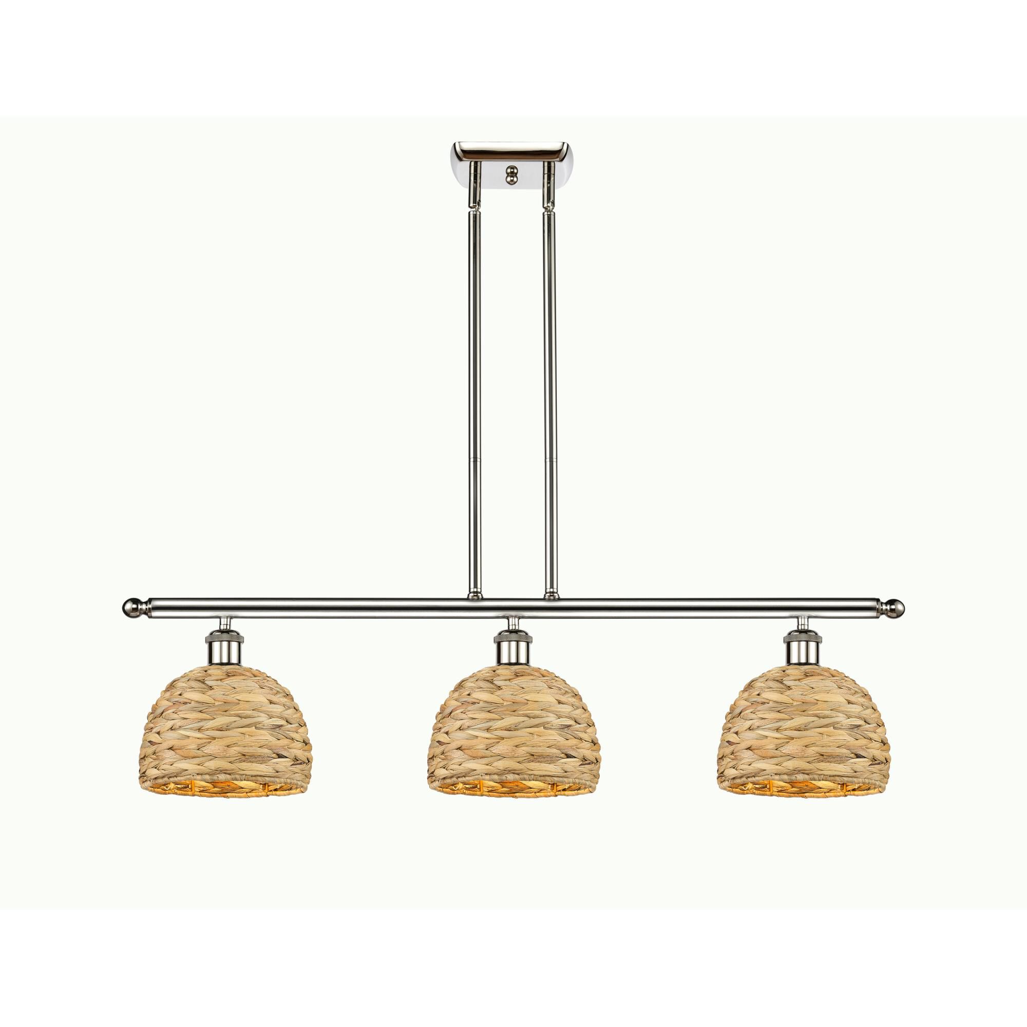 Bruno Marashlian Woven Rattan 36 Inch Linear Suspension Light by Innovations Lighting