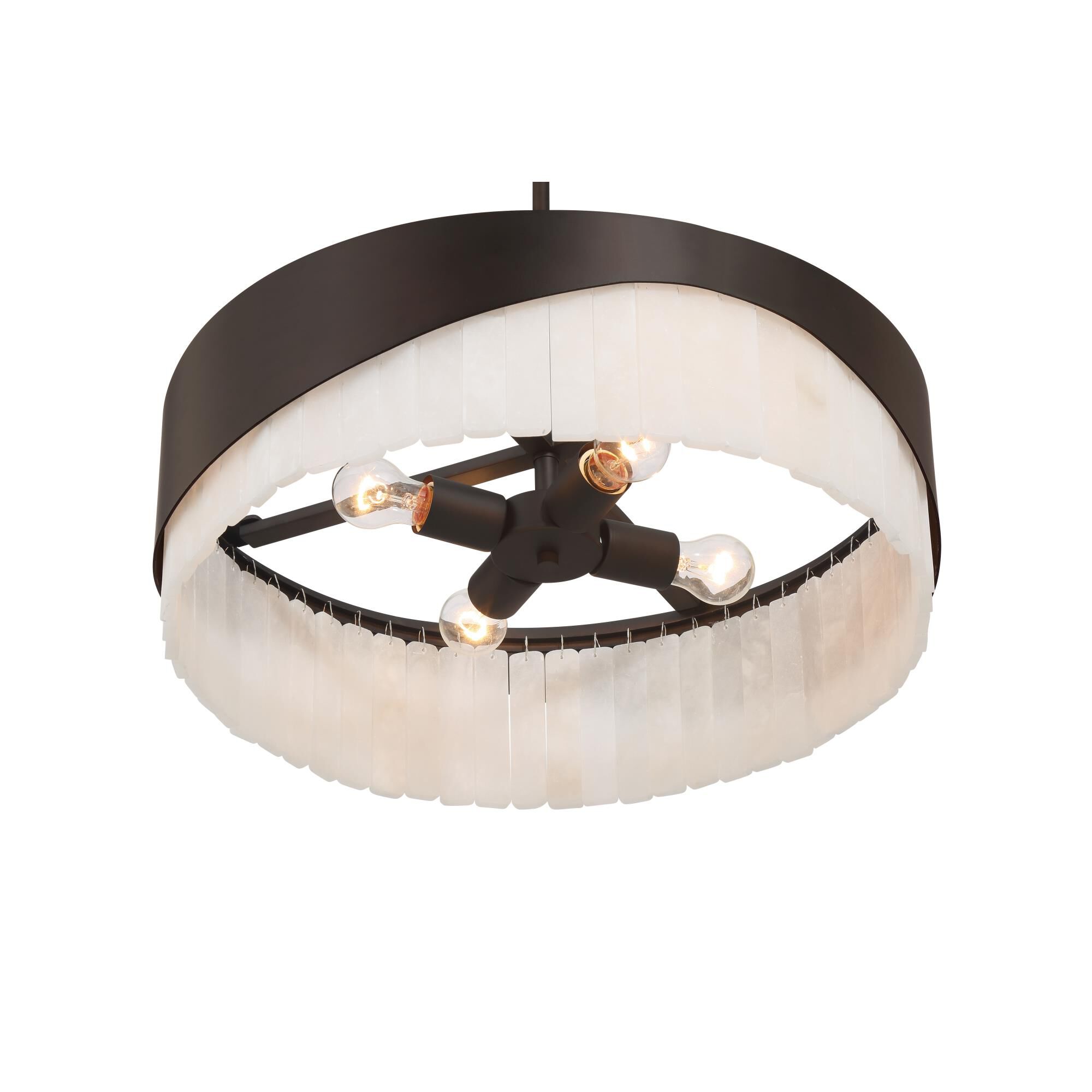 Shown in Dark Bronze finish and White glass and Alabaster Stone shade