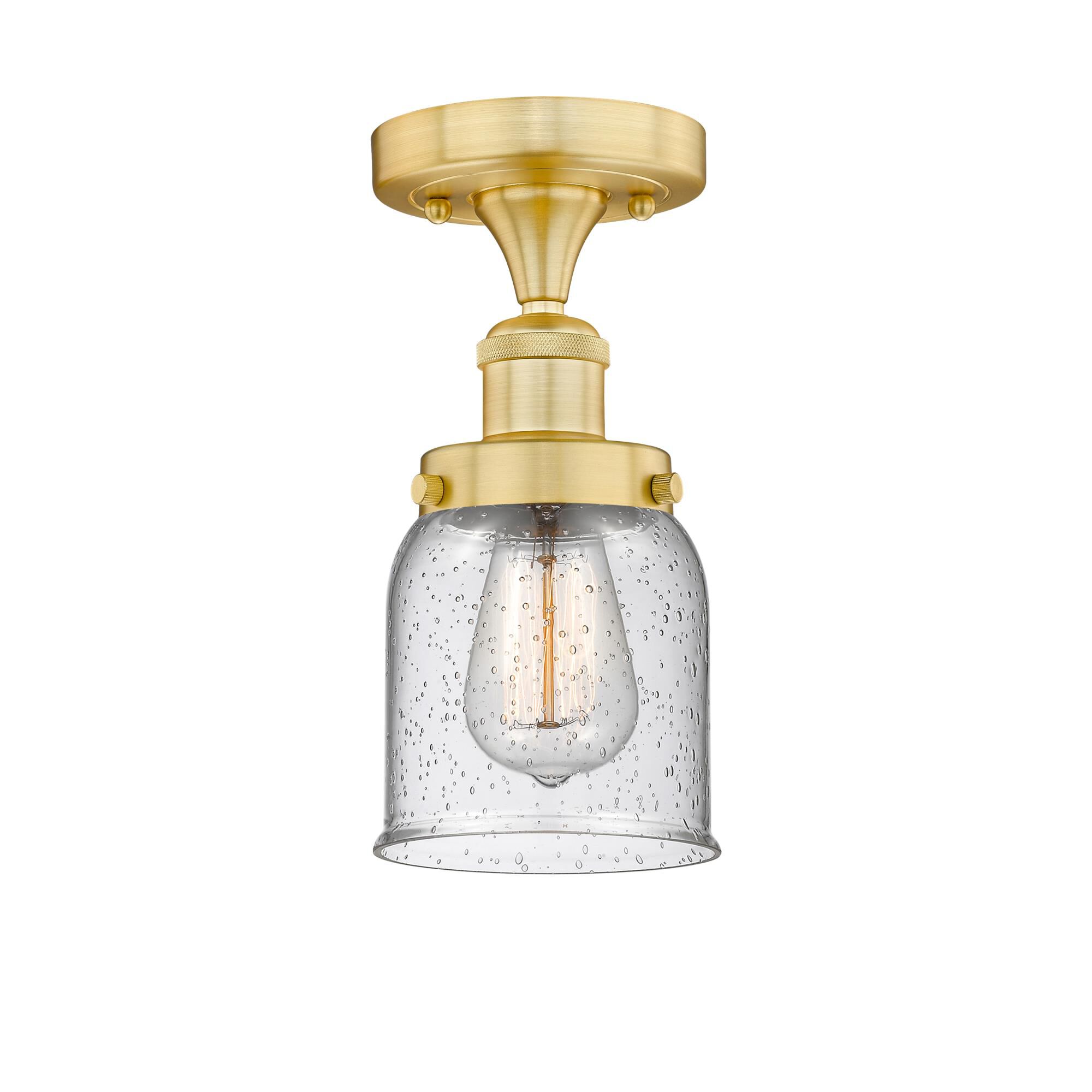 Shown in Satin Gold finish and Seedy glass