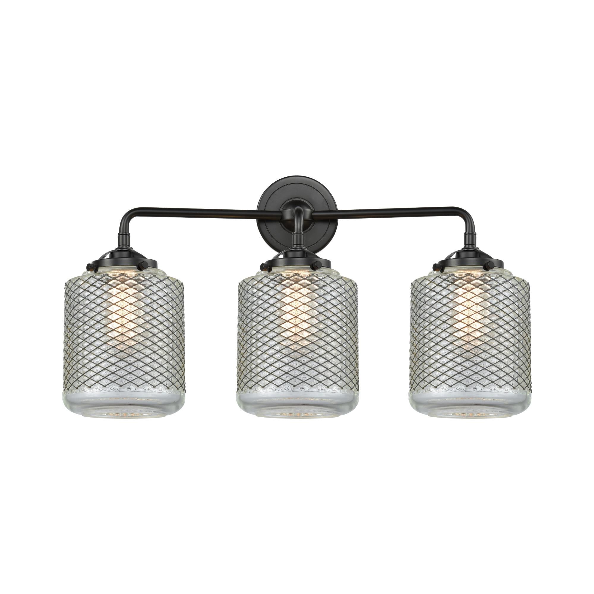 Shown in Oil Rubbed Bronze finish and Clear Wire Mesh glass