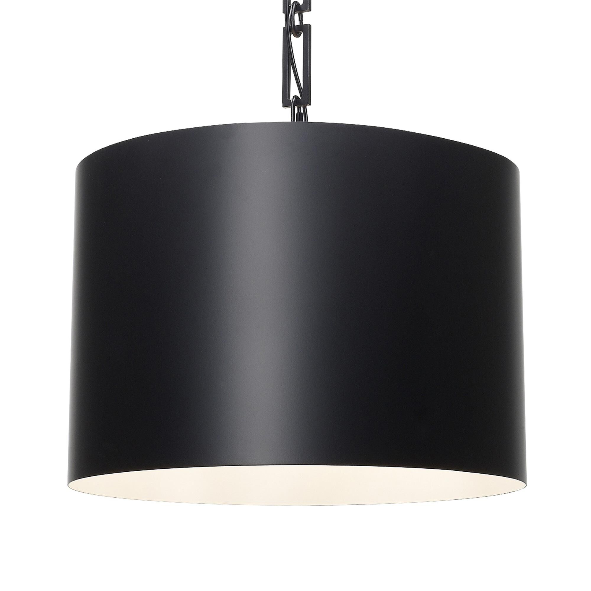 Shown in Matte Black + White finish and Steel glass and Black & White shade