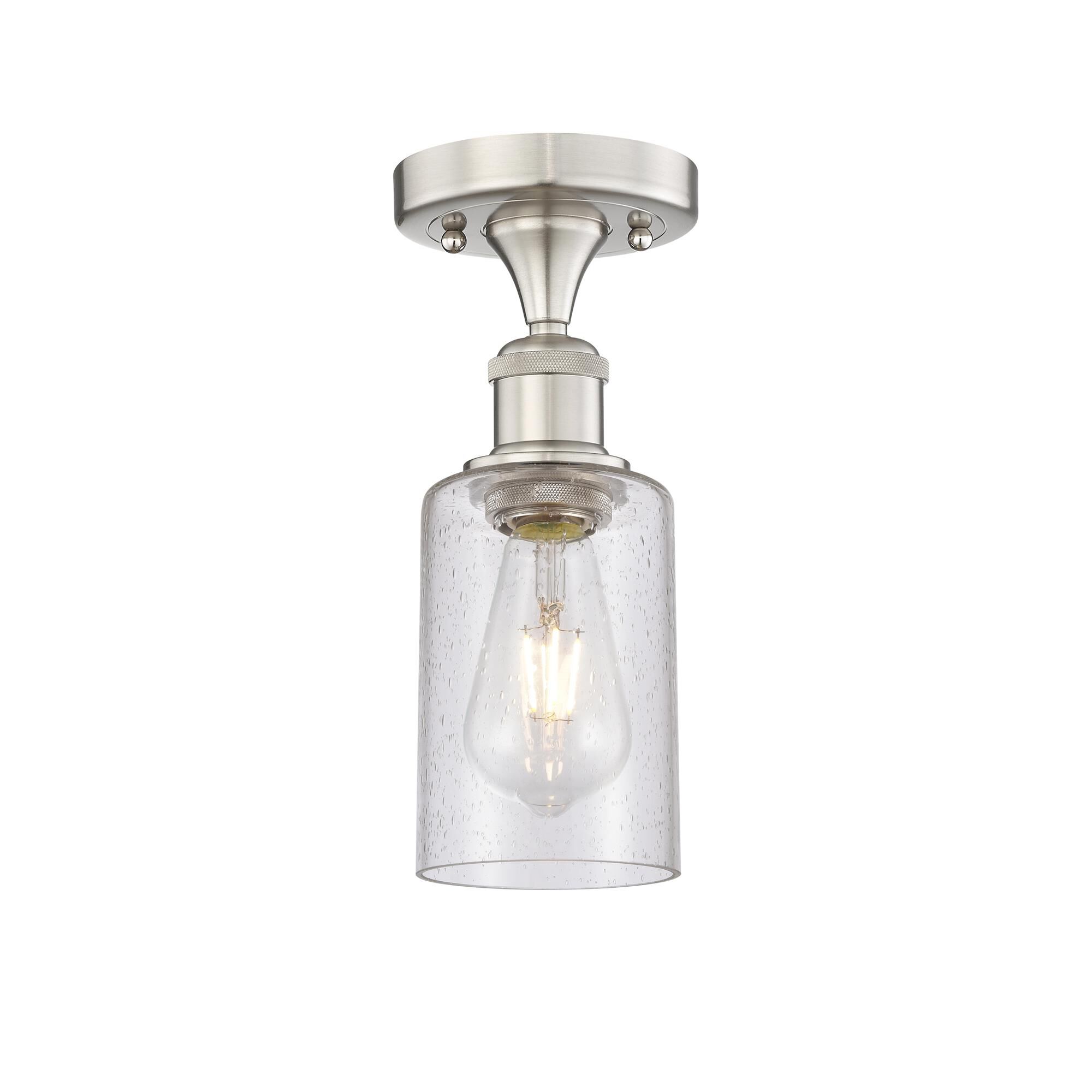 Shown in Brushed Satin Nickel finish and Seedy glass