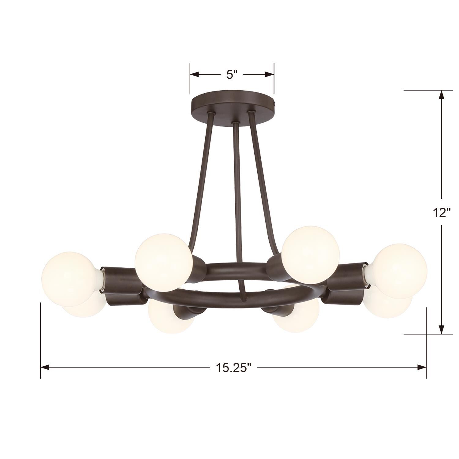 Dakota 15 Inch 8 Light Semi Flush Mount by Crystorama