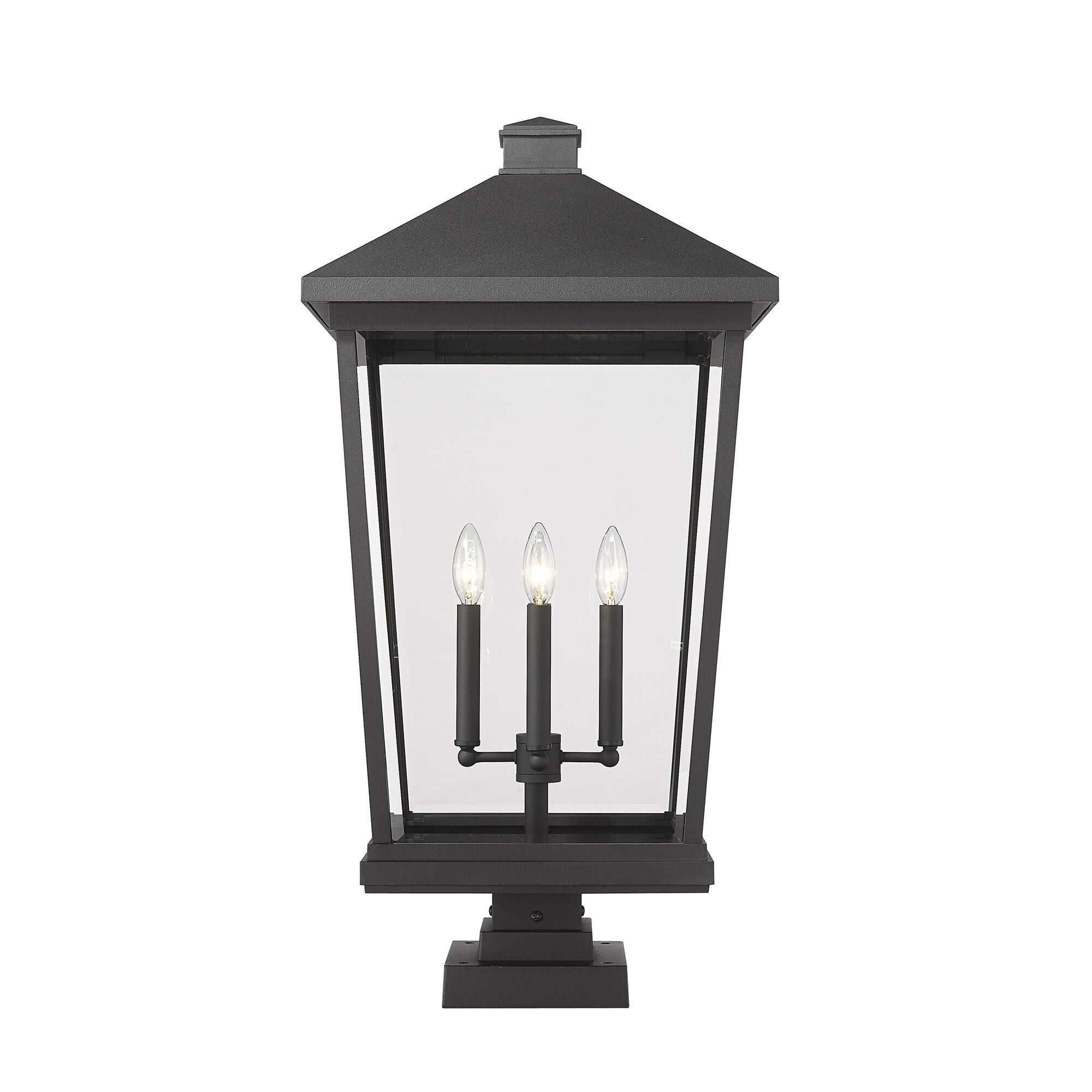 Shown in Black finish and Glass shade