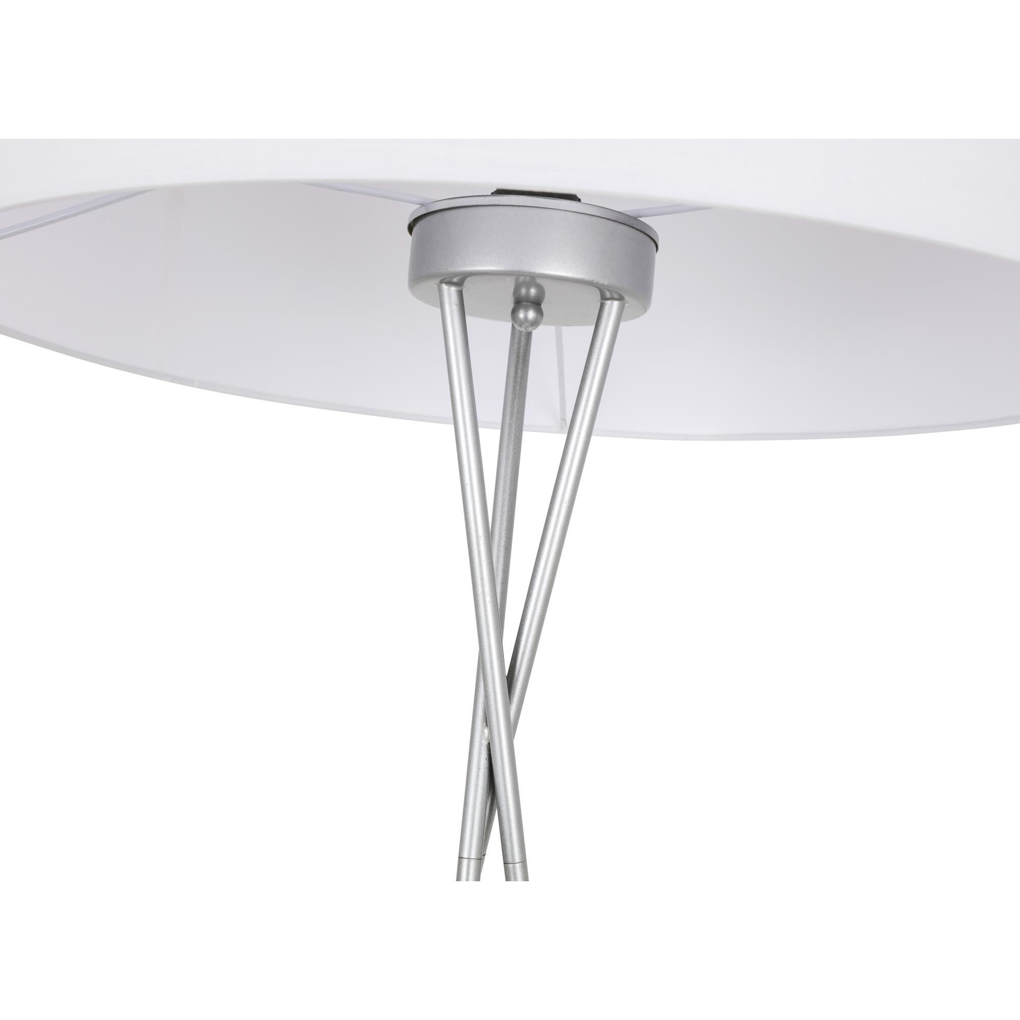 Shown in Silver finish and White Fabric shade