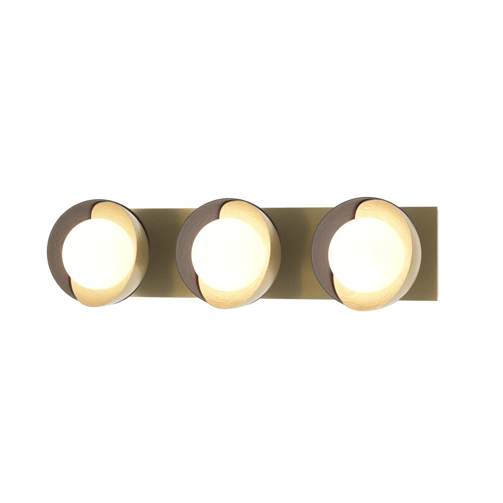 Shown in Modern Brass finish and Opal glass and Black (10) accent
