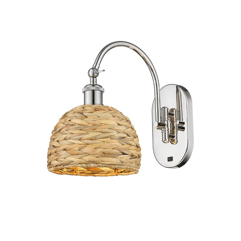 Bruno Marashlian Woven Rattan 8 Inch Wall Swing Lamp by Innovations Lighting