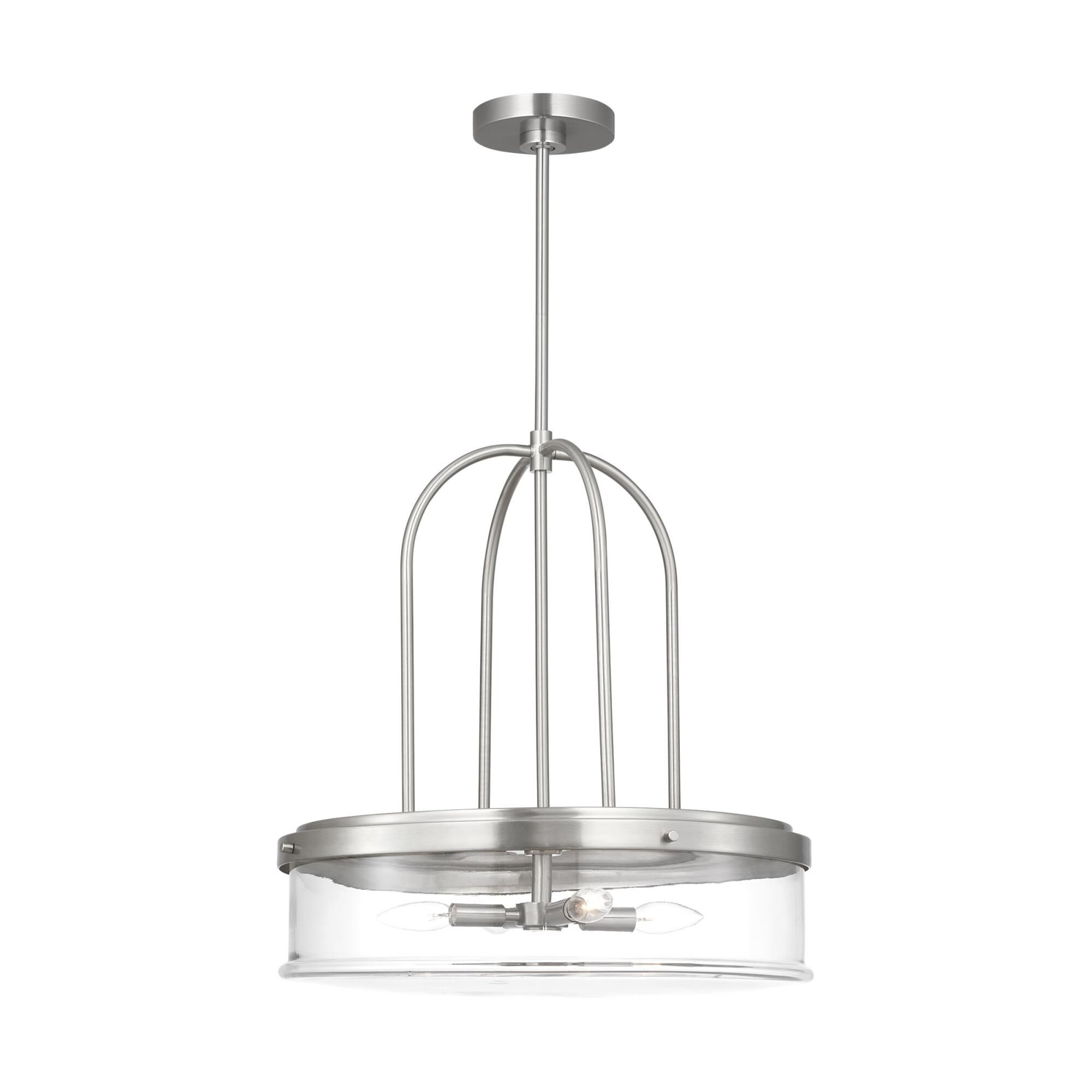 Shown in Brushed Nickel finish and Clear glass