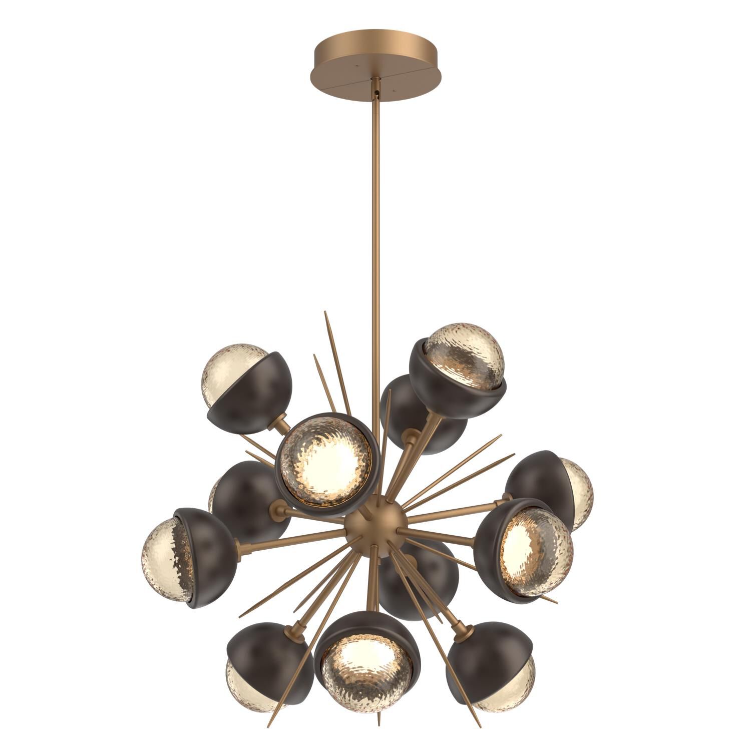 Shown in Novel Brass finish and Amber glass and Flat Bronze accent