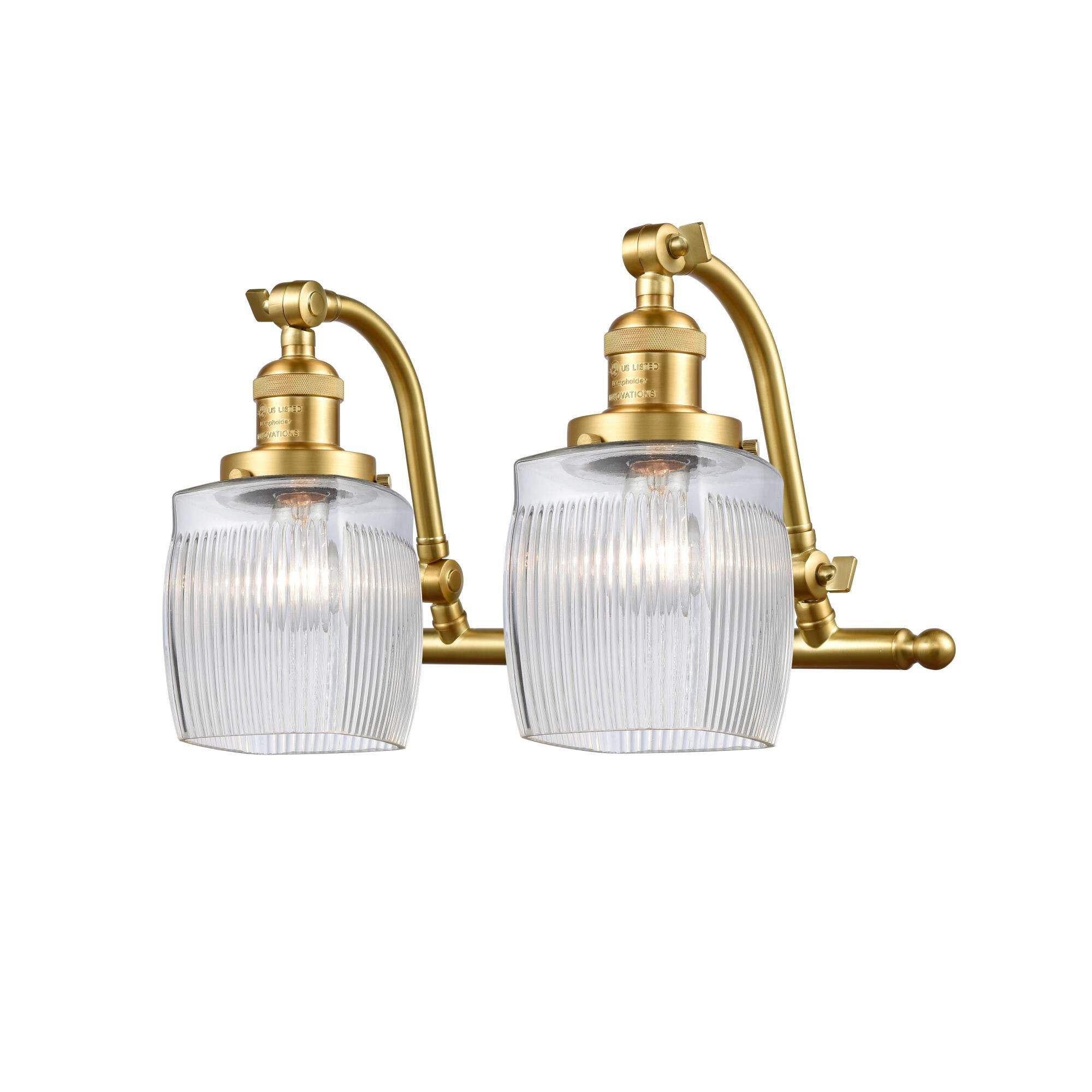 Shown in Satin Gold finish and Thick Clear Halophane Colton glass