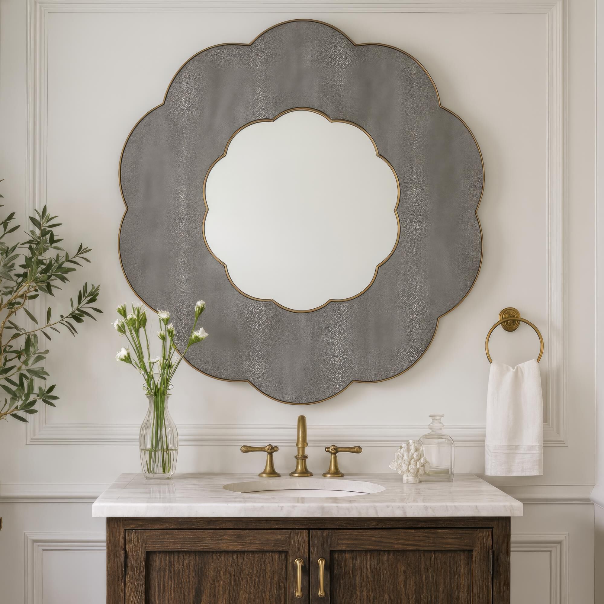 Tamara Day Scallop 36 Inch Decorative Mirror,