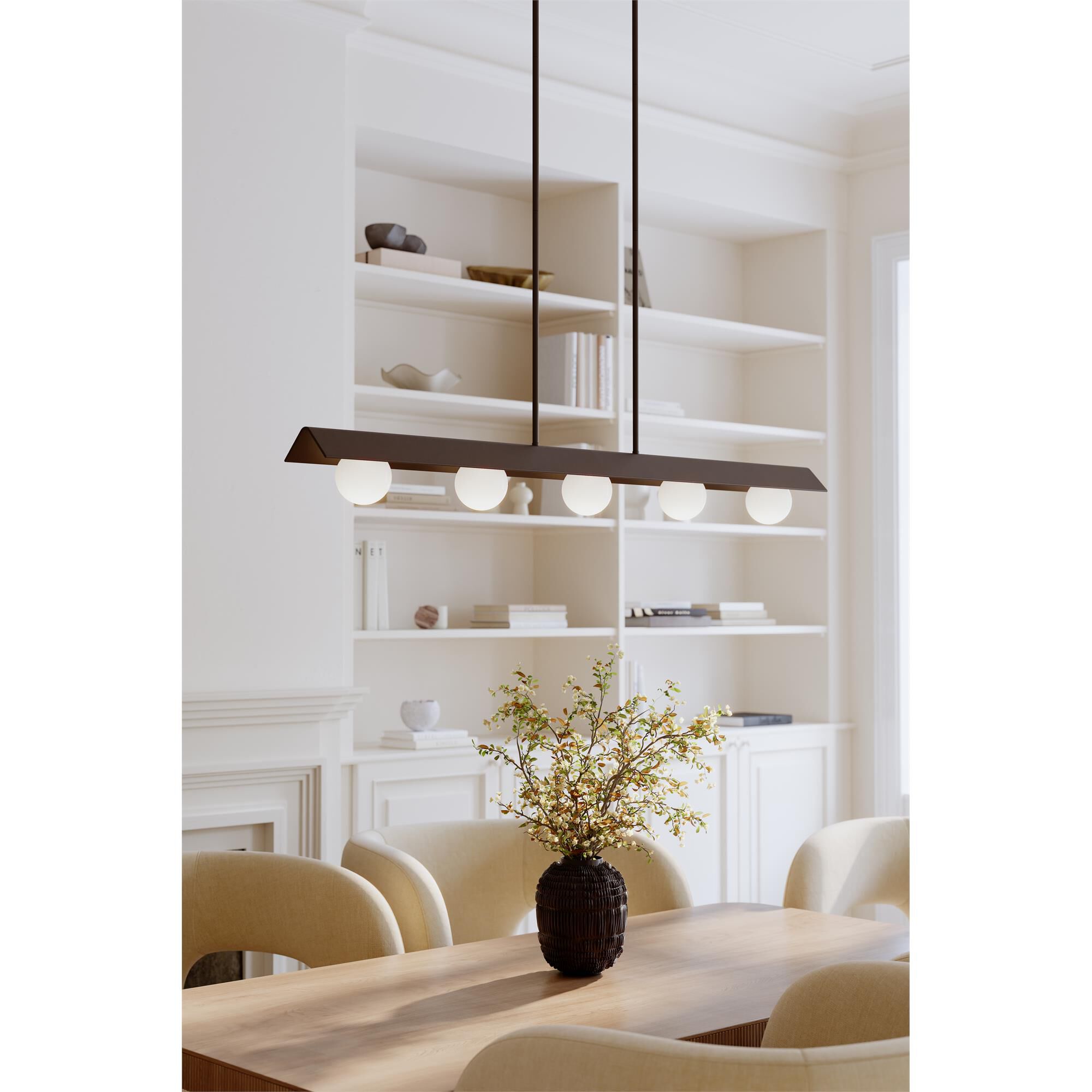Shown in Dark Bronze finish and Etched Opal glass