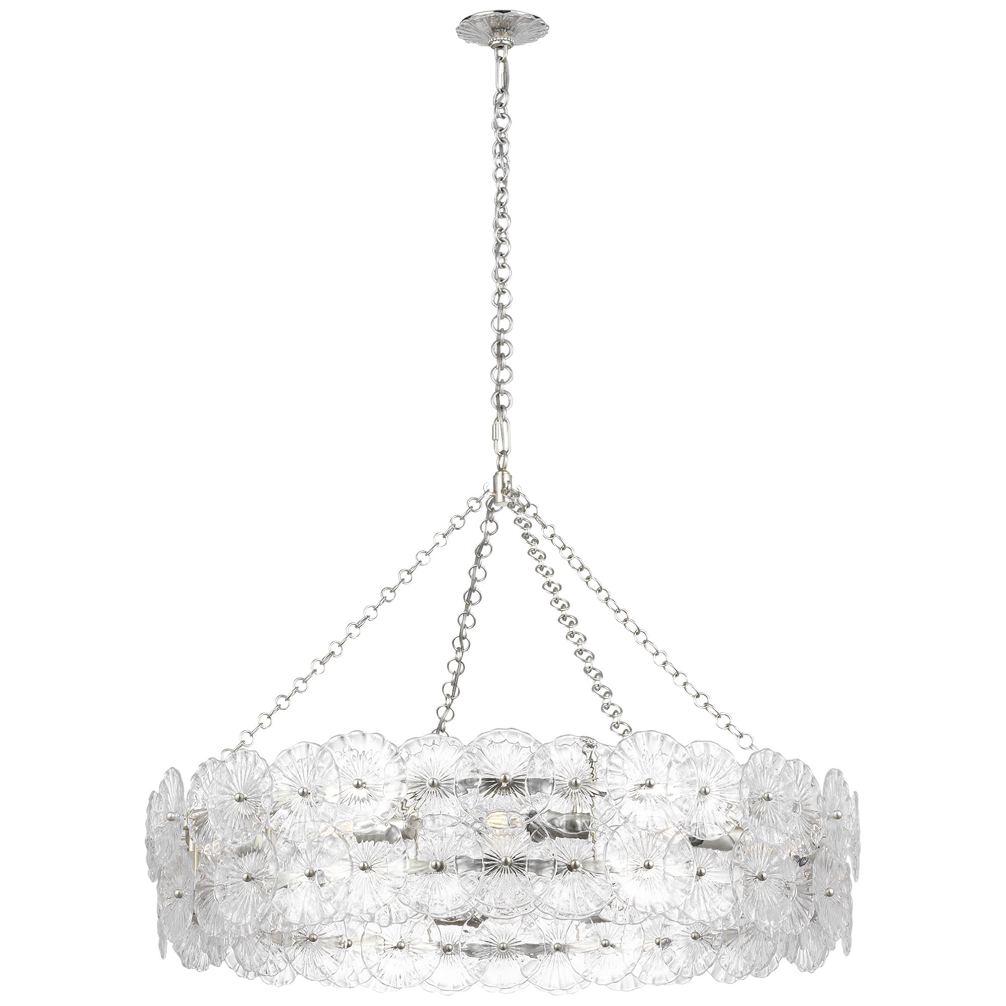 Shown in Burnished Silver Leaf finish and Clear glass