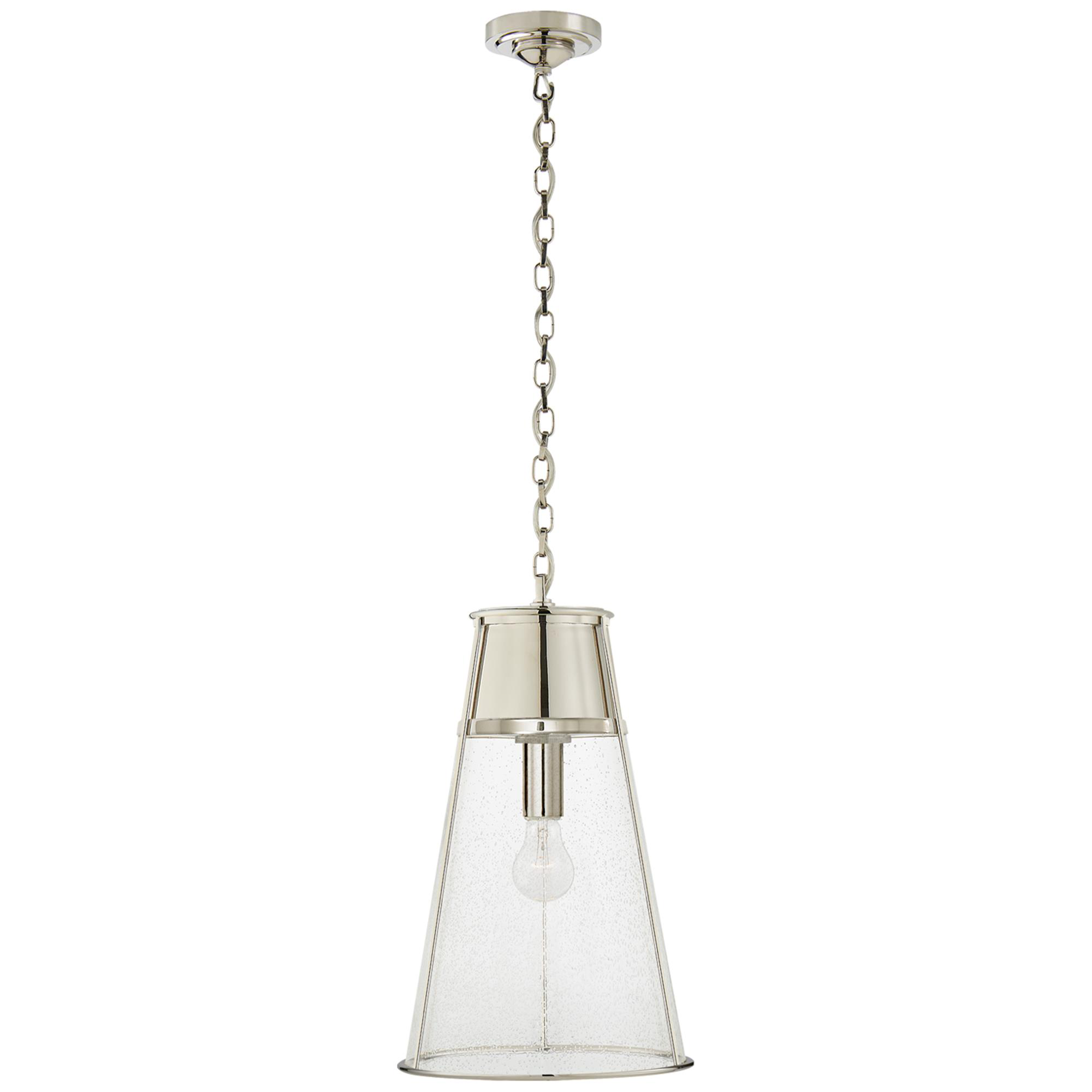 Shown in Polished Nickel finish and Seeded glass