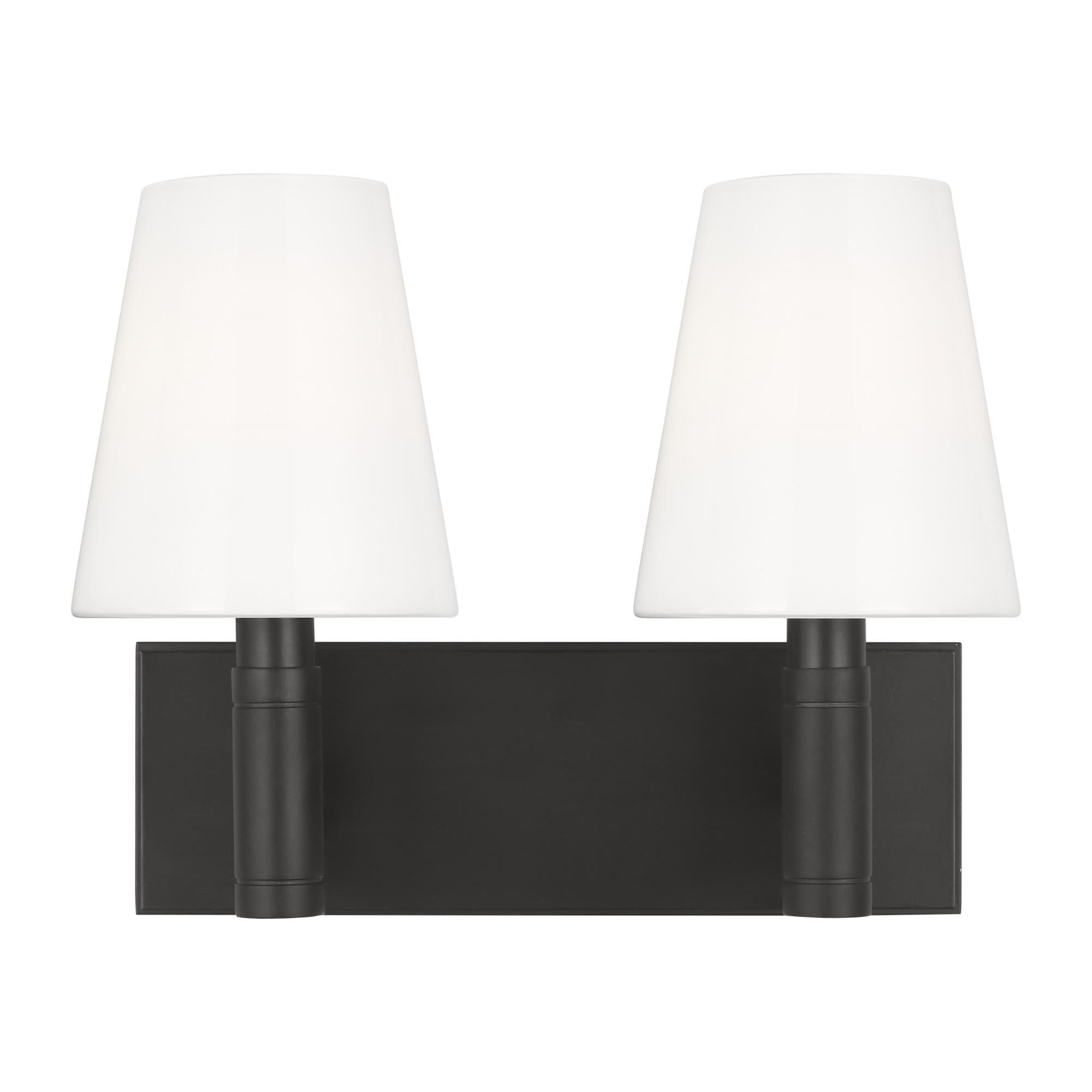 Shown in Aged Iron finish and Milk glass