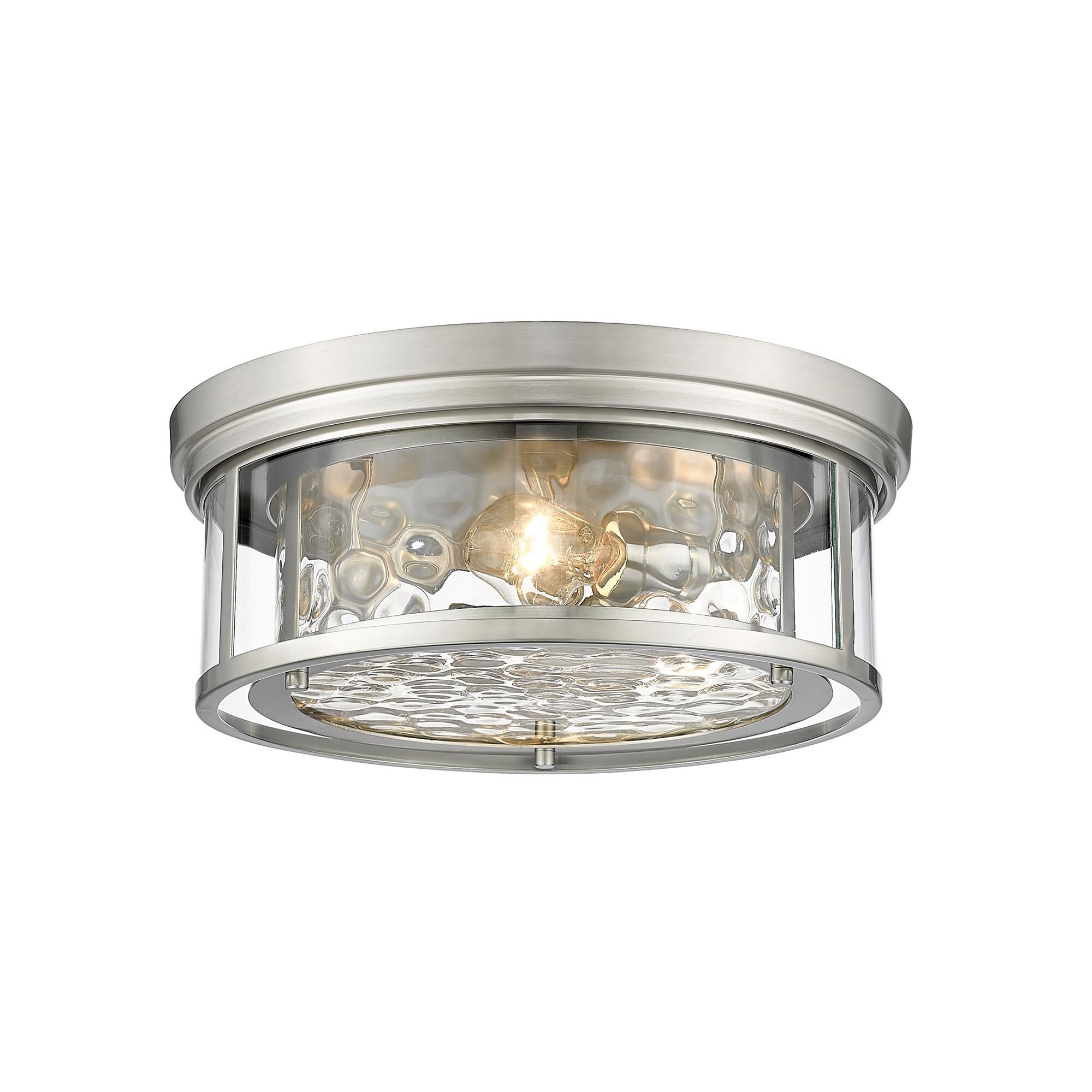 Shown in Brushed Nickel finish and Glass shade