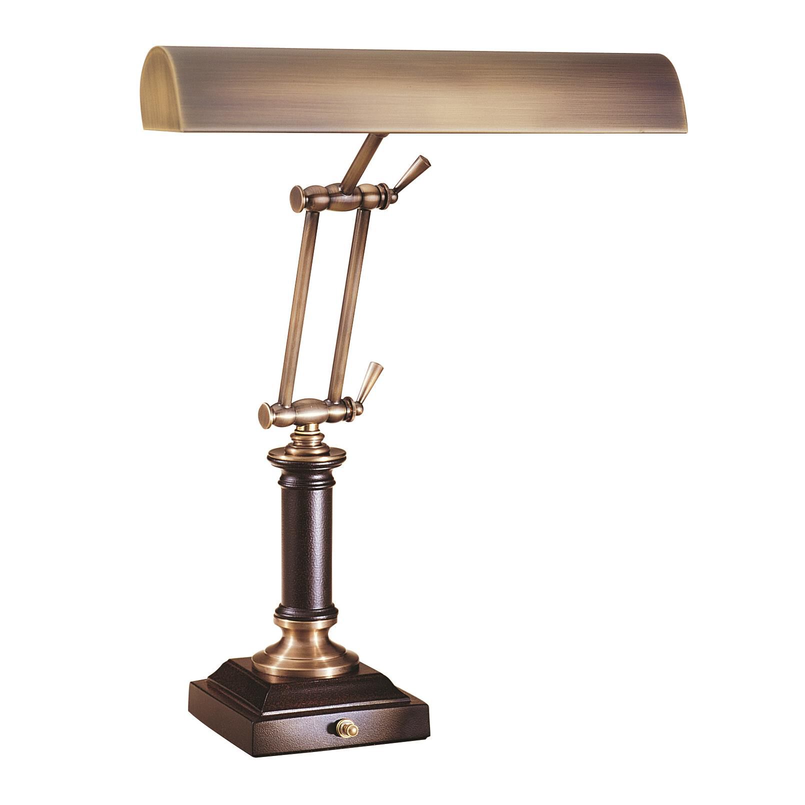 Shown in Antique Brass finish and Metal shade