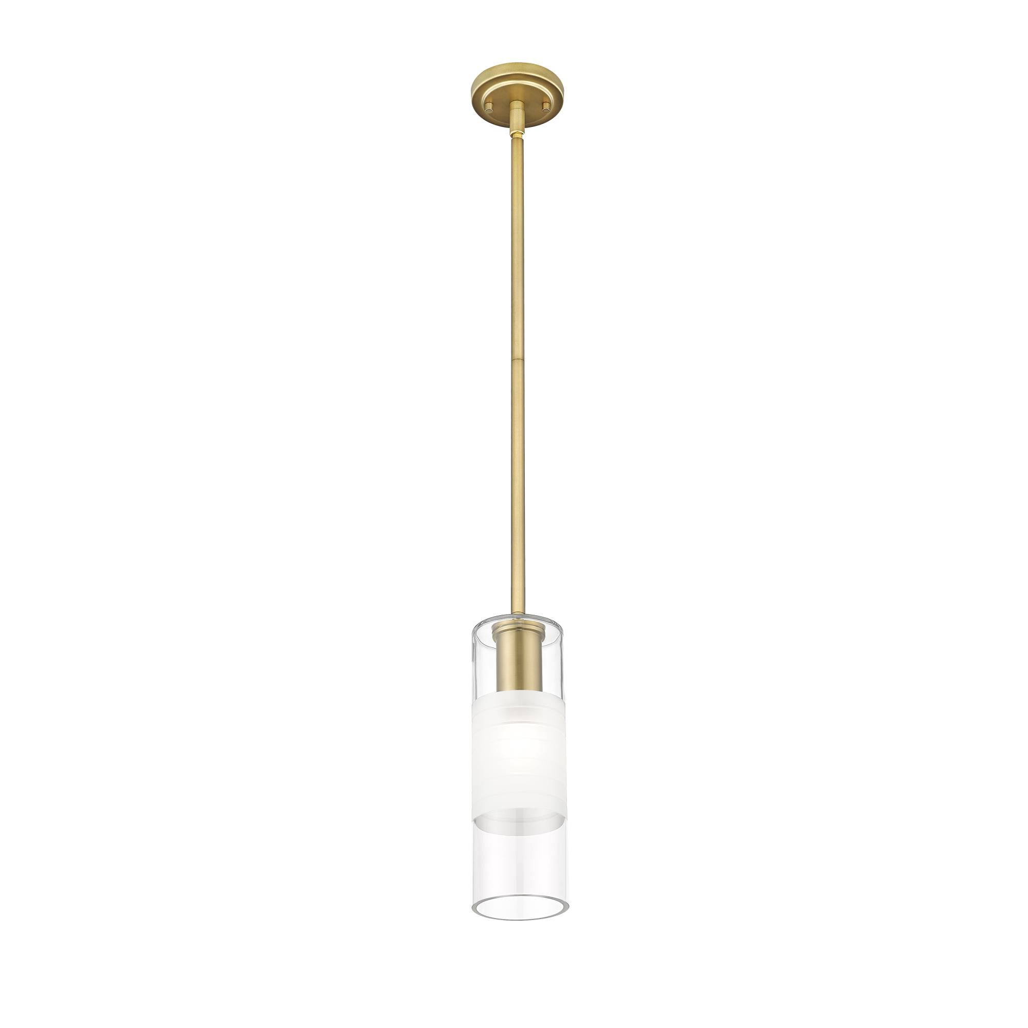 Shown in Modern Gold finish and Clear+frosted glass and Clear+frosted shade