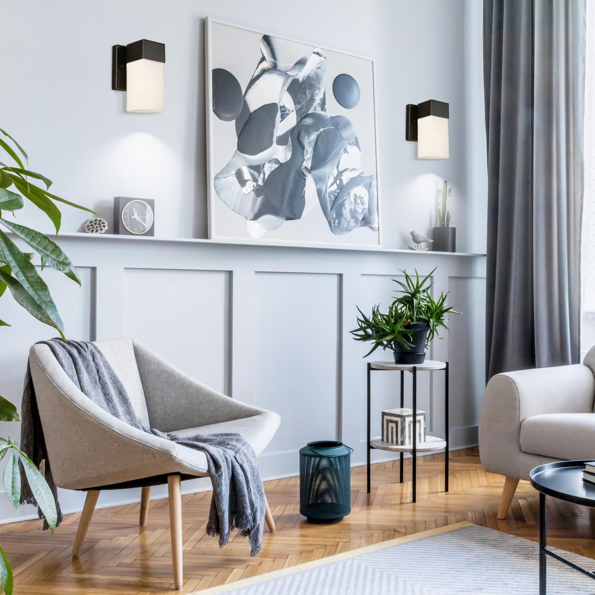 Shown in Oil Rubbed Bronze finish and Frosted glass and Square/Rectangle shade and Square - Rectangle accent