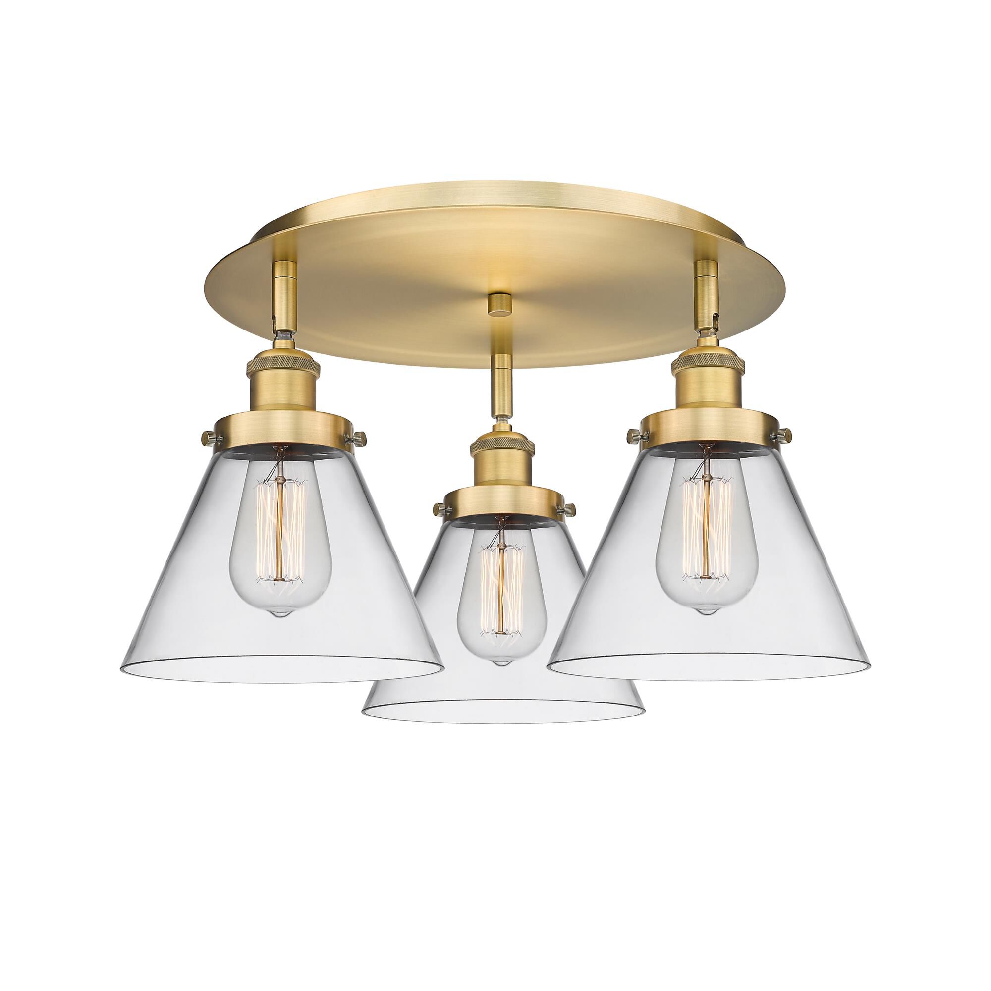 Shown in Brushed Brass finish and Clear glass