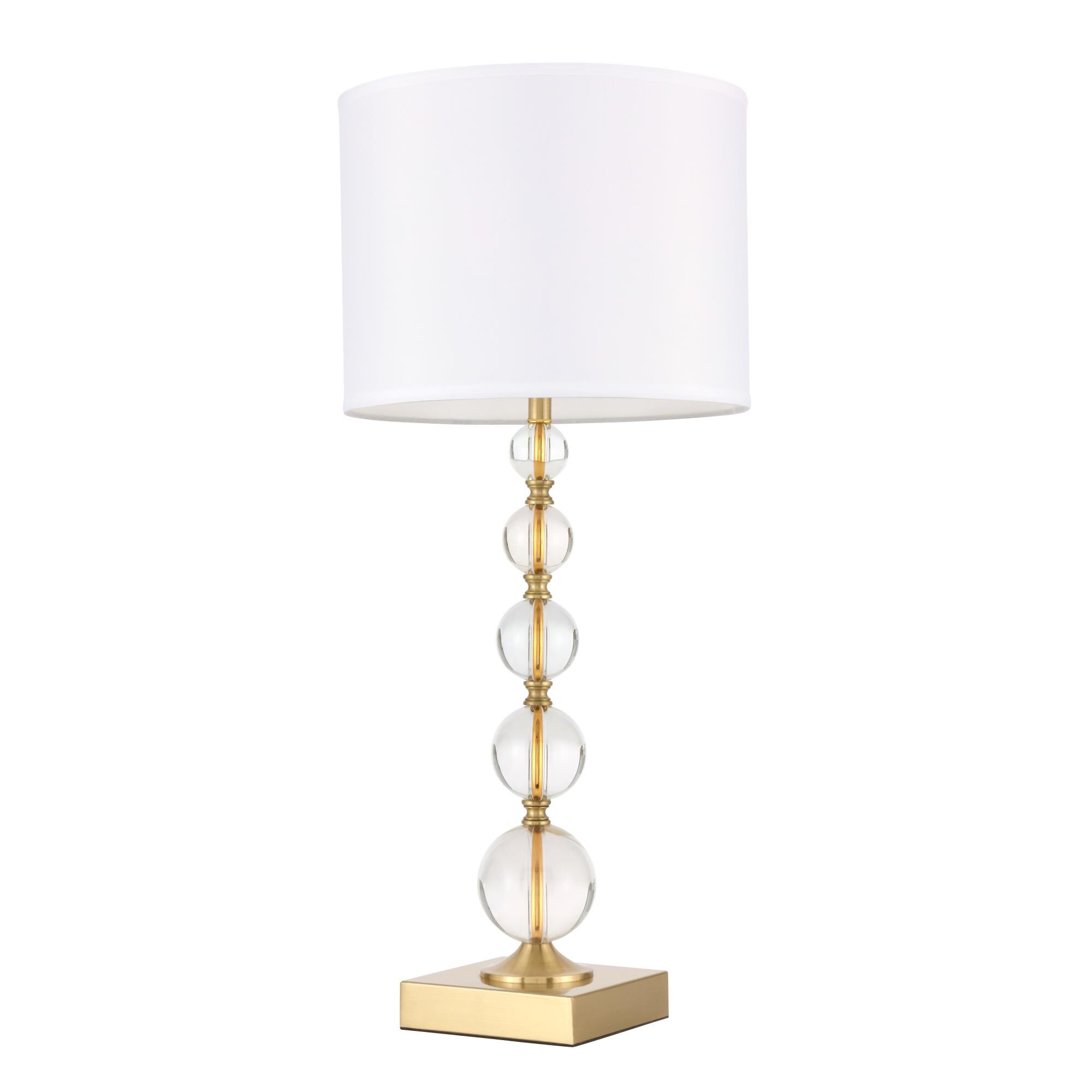Shown in Brushed Brass finish and Royal Cut - Clear crystal and Fabric - Off White shade