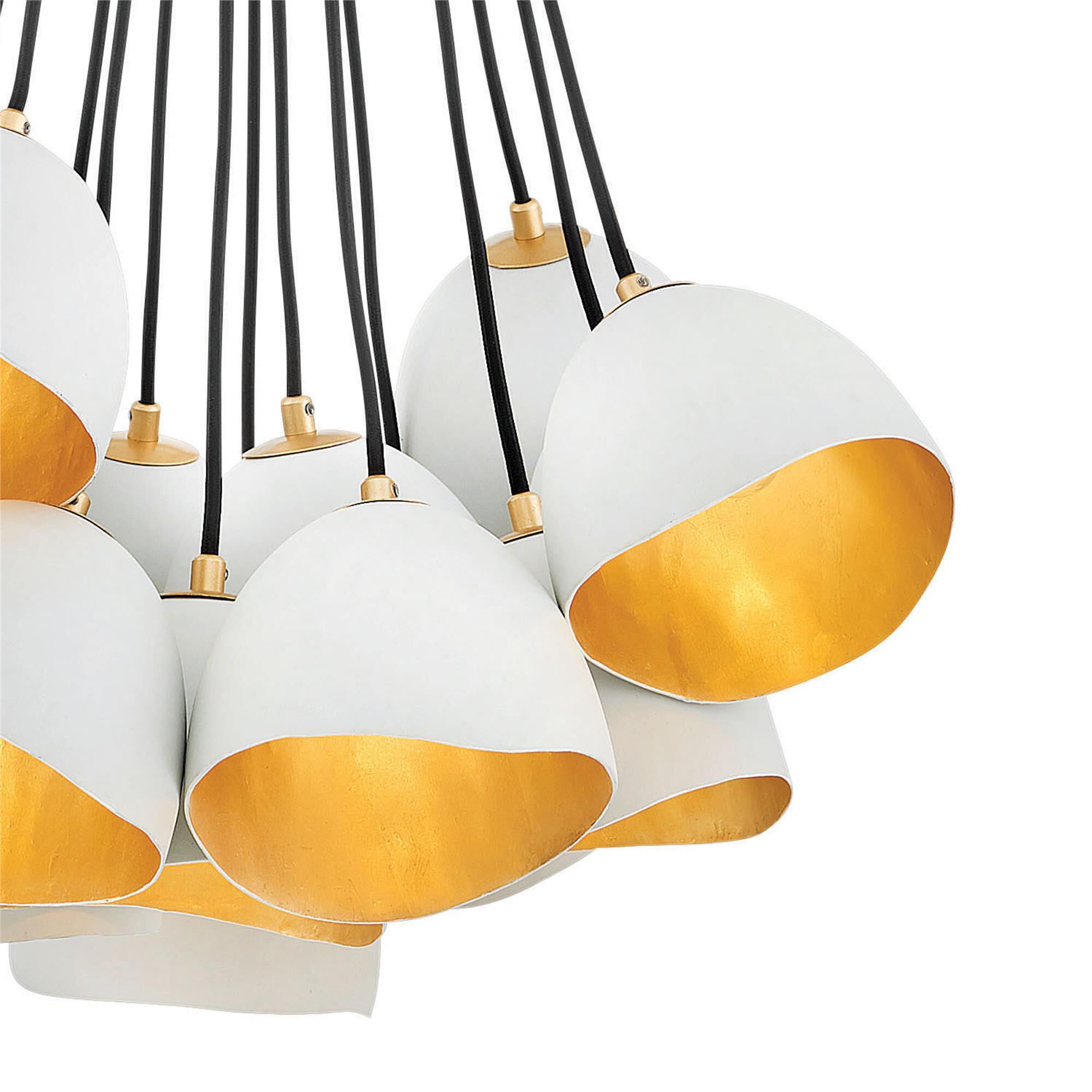 Shown in Shell White finish and Shell White glass and Shell White shade and Gold Leaf accent