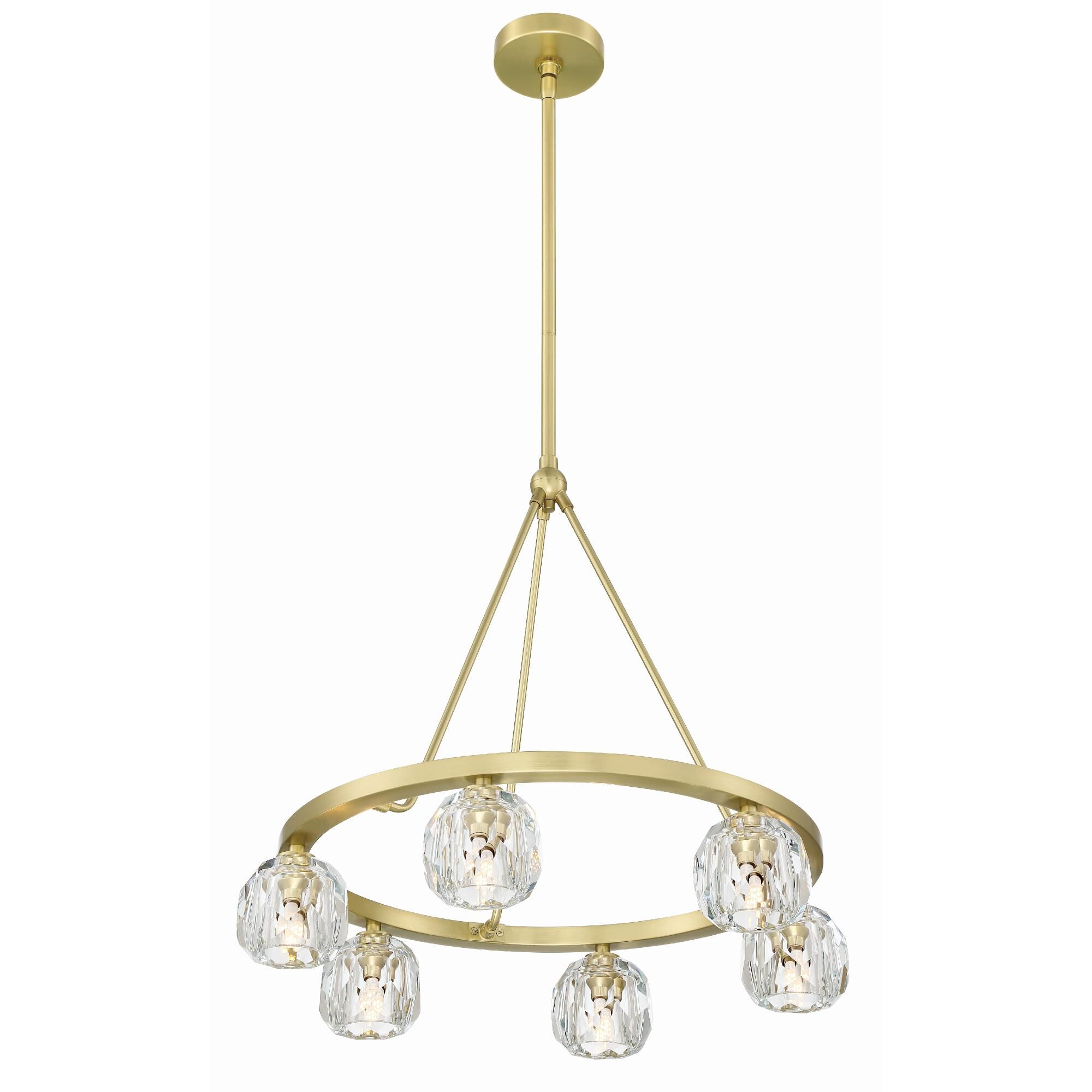 Shown in Soft Brass finish and Faceted Cut crystal and Crystal glass and Crystal shade