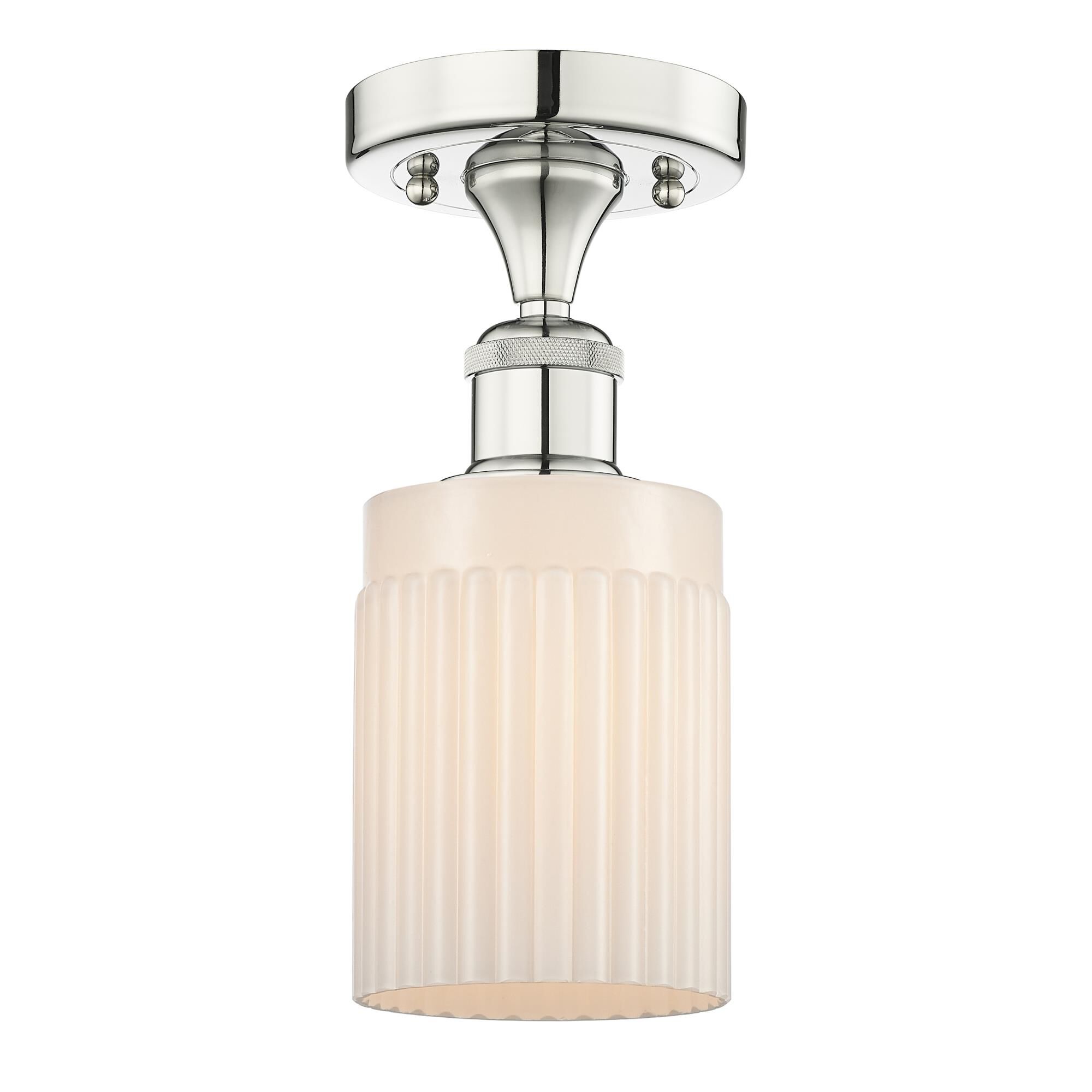 Shown in Polished Nickel finish and Matte White glass