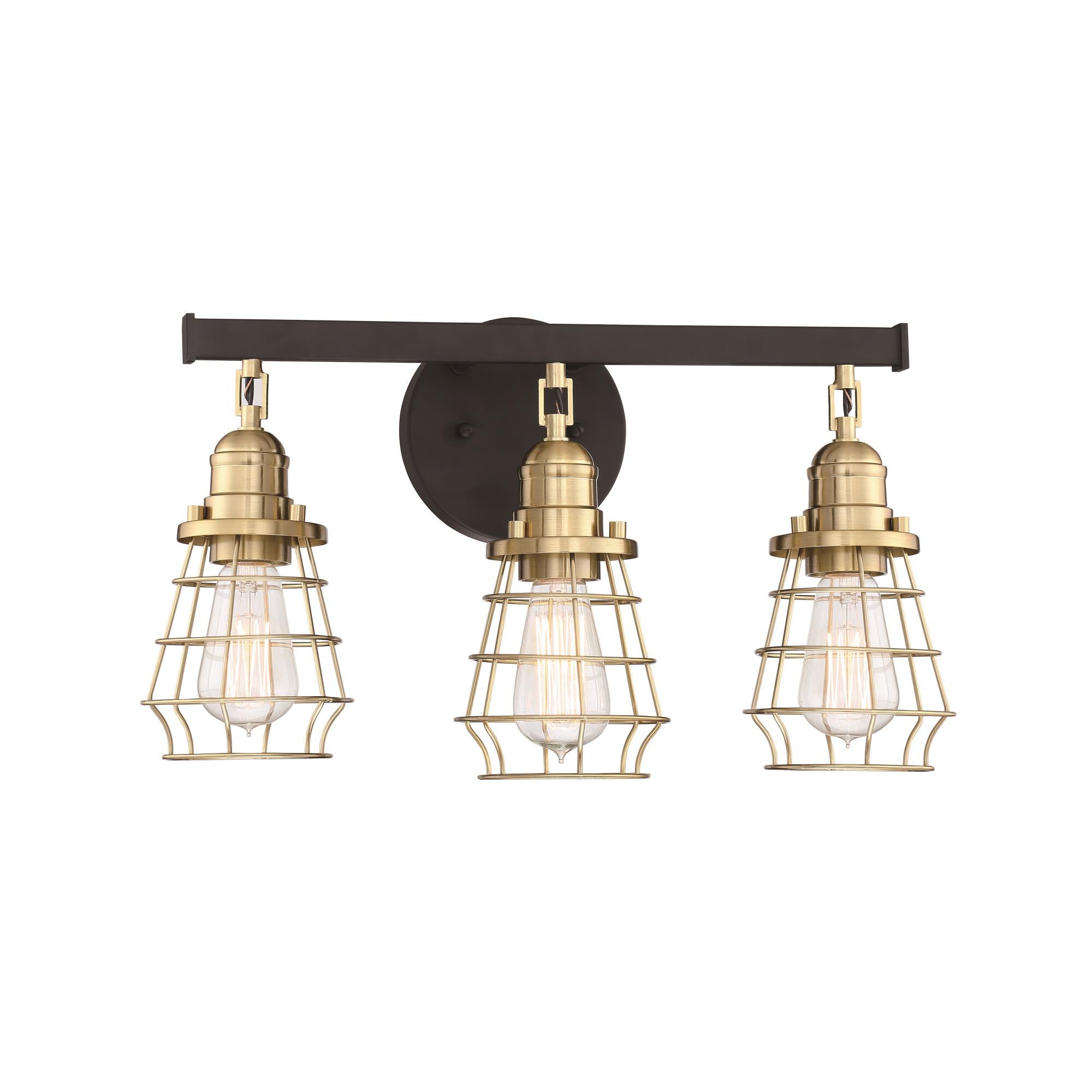 Shown in Flat Black and Satin Brass finish and Satin Brass glass and Satin Brass shade