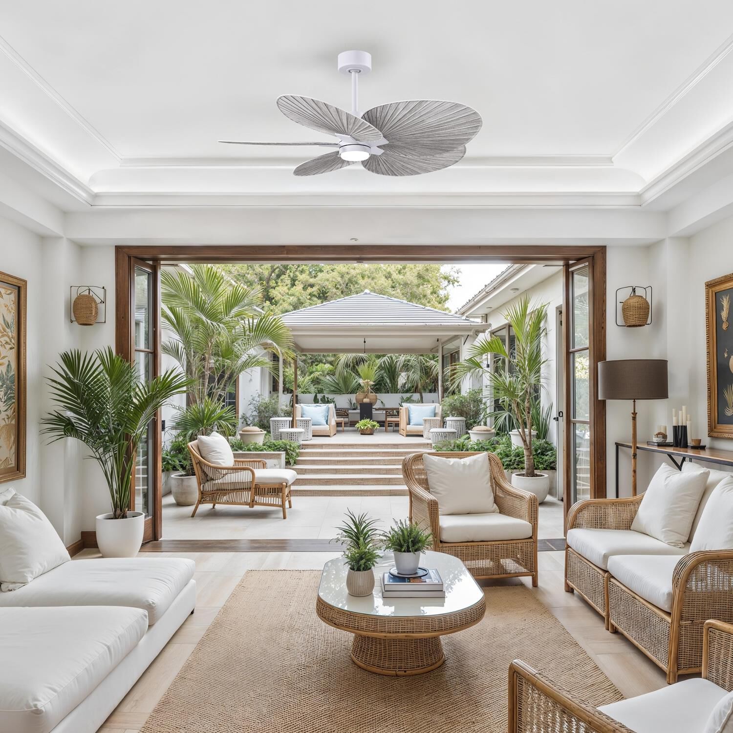 Alessandra Tropical Outdoor Rated 48 Inch Ceiling Fan with Light Kit by Matthews Fan Company