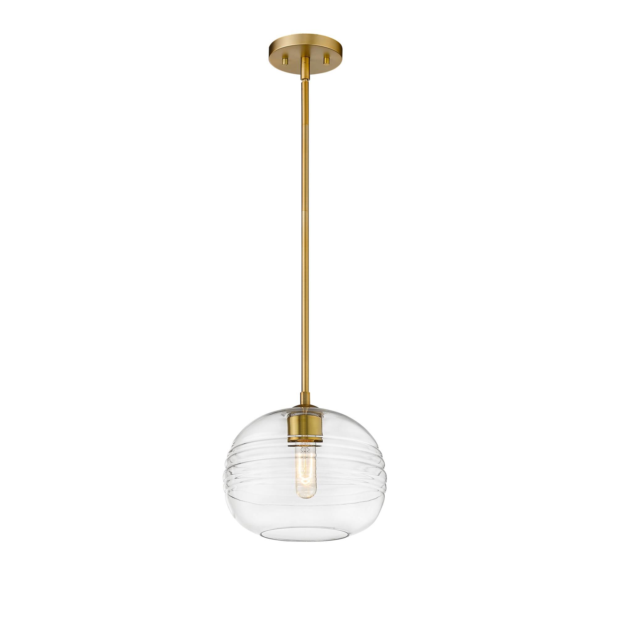Shown in Olde Brass finish and Glass shade