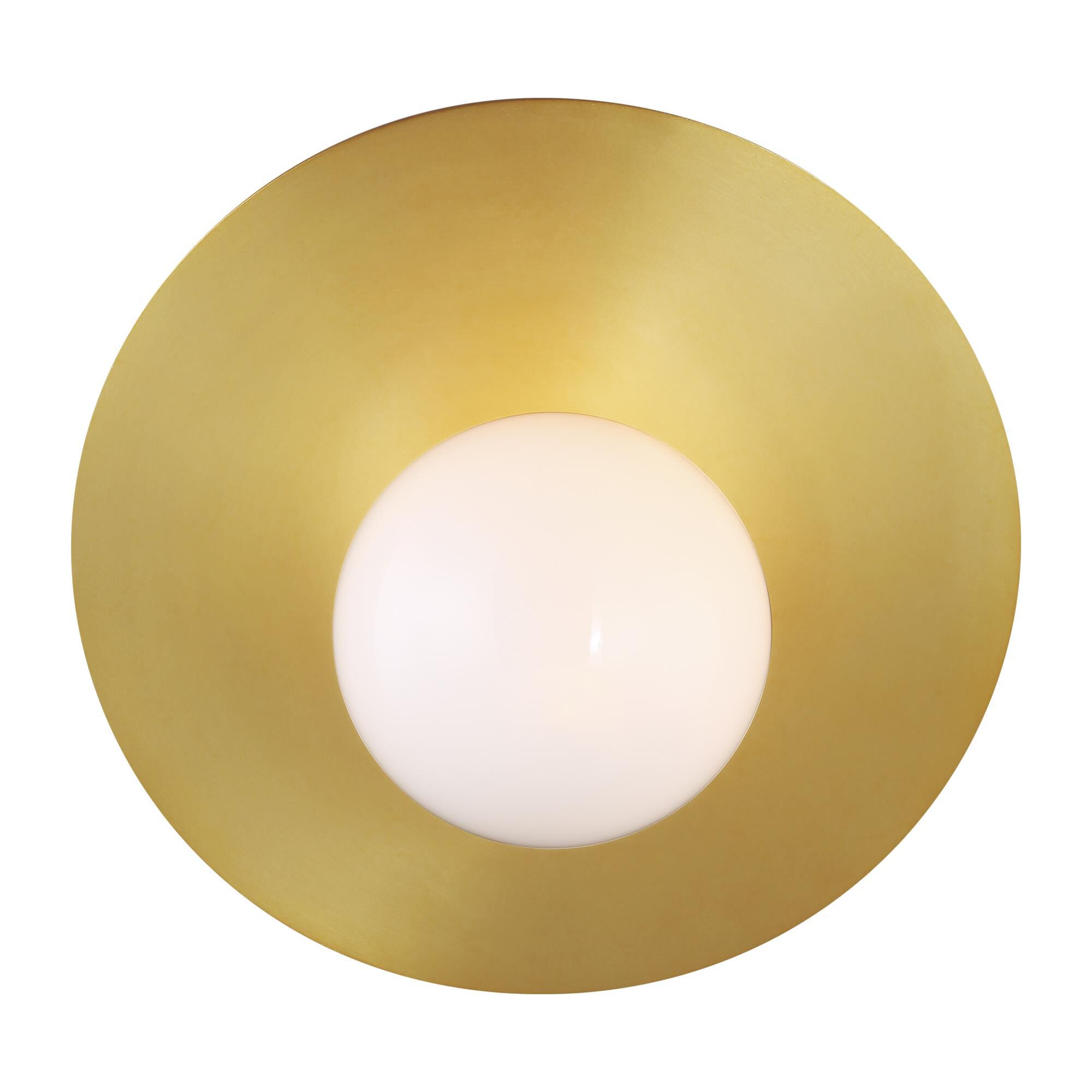 Shown in Burnished Brass finish and Milk Whitesteel glass