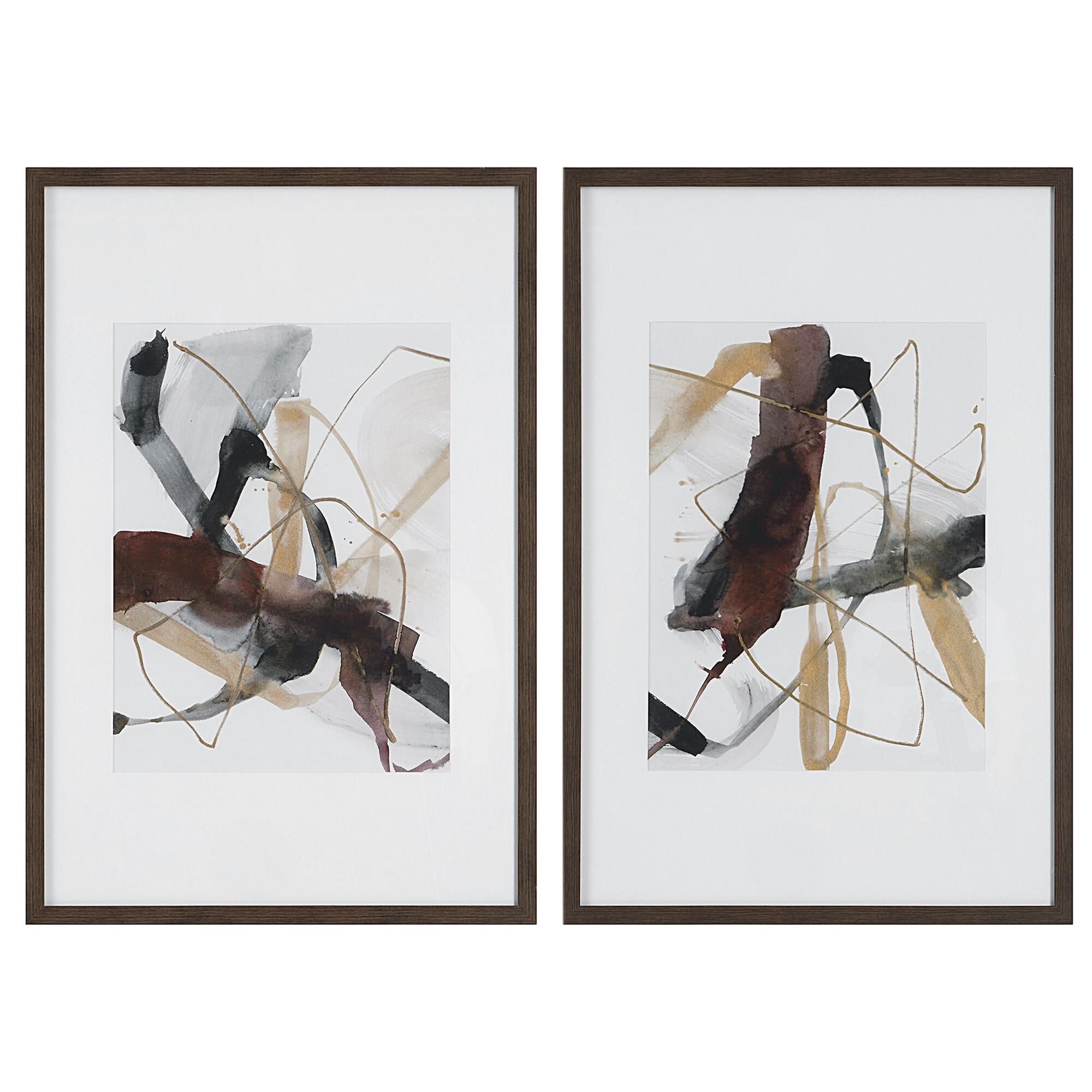 Uttermost Burgundy Interjection Abstract Prints, Set/2 Print by Uttermost