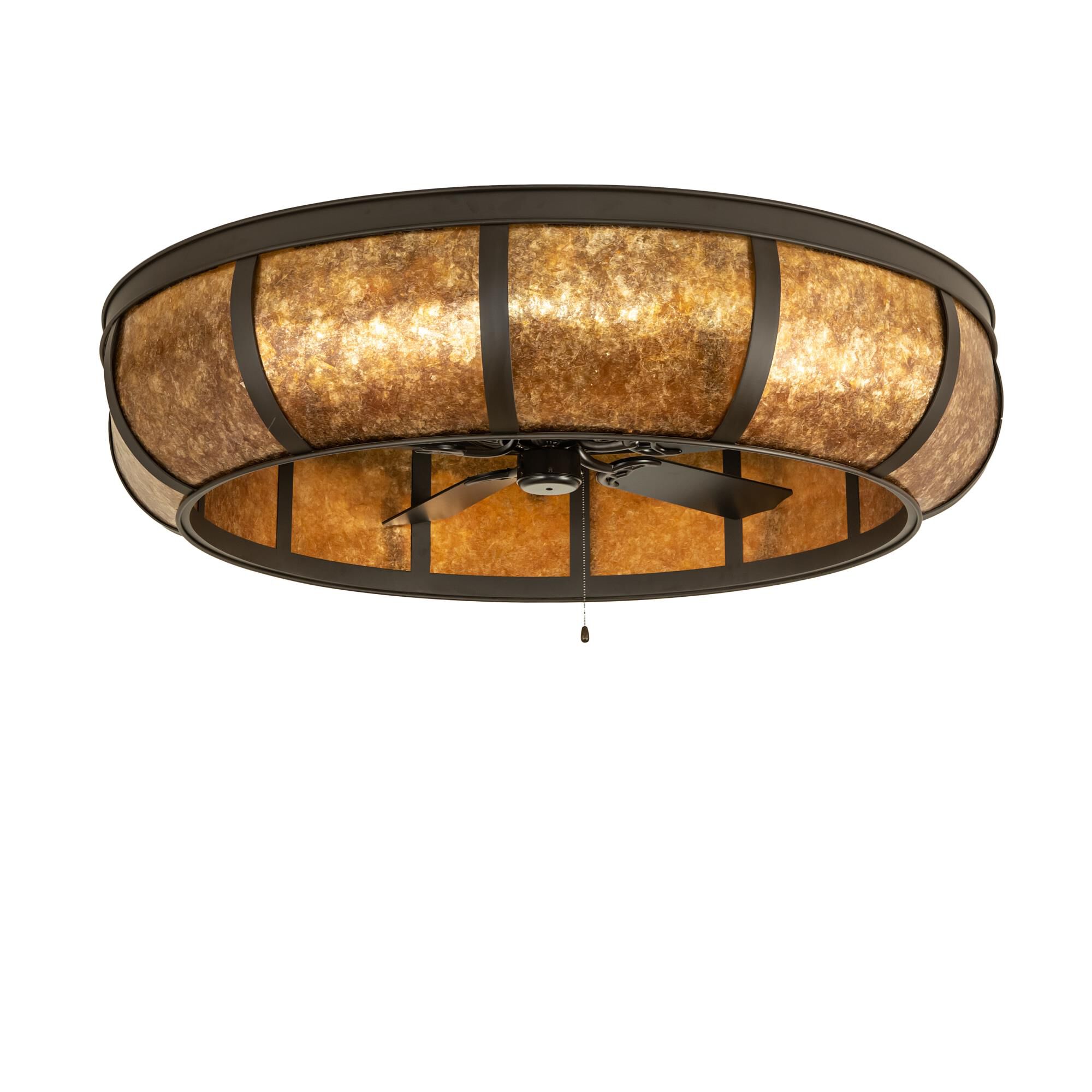 Shown in Oil Rubbed Bronze finish and Amber Mica glass