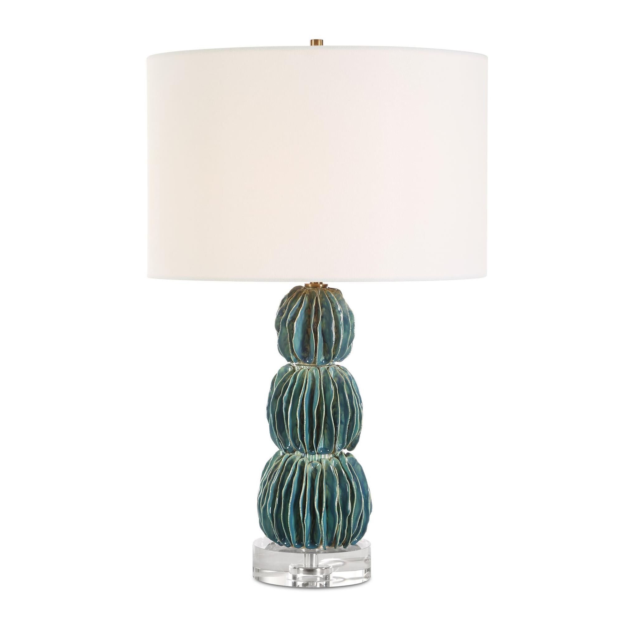Shown in Blue, Green finish and Round Drum Hardback shade
