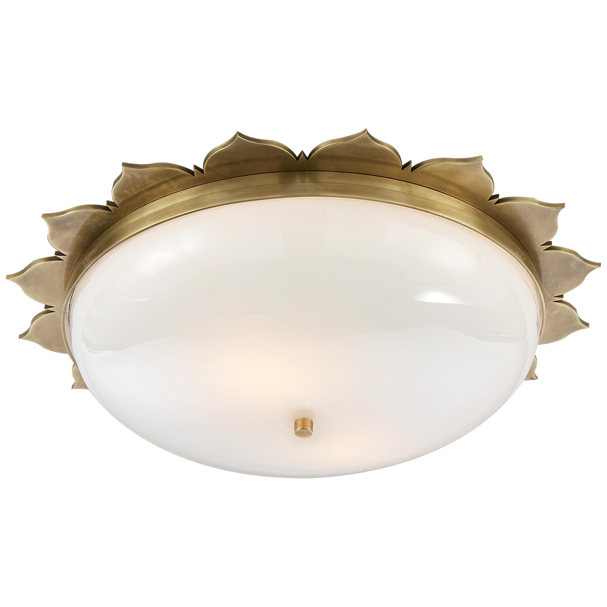 Shown in Natural Brass finish and White glass
